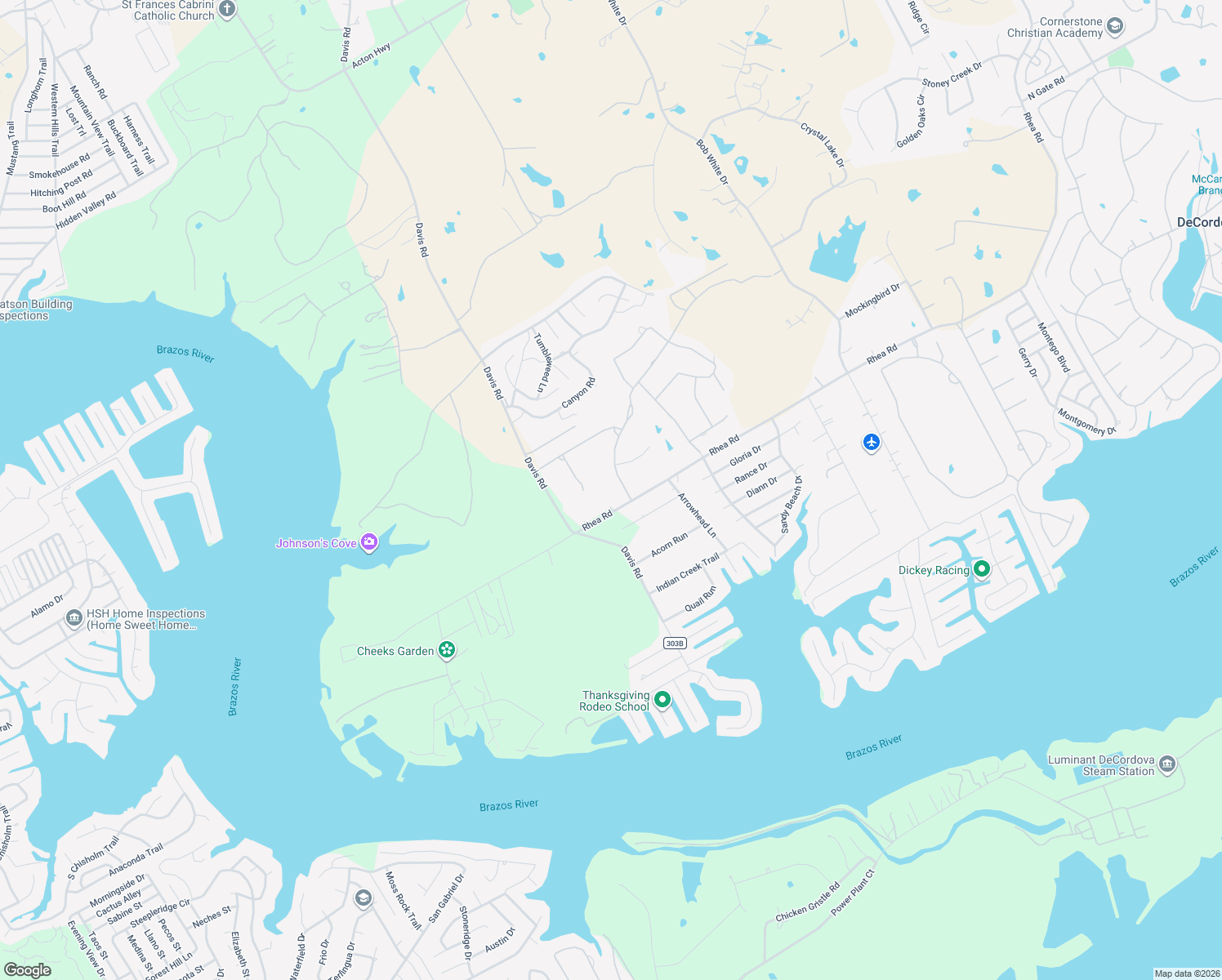 map of restaurants, bars, coffee shops, grocery stores, and more near 3702 Dry Creek Road in Granbury