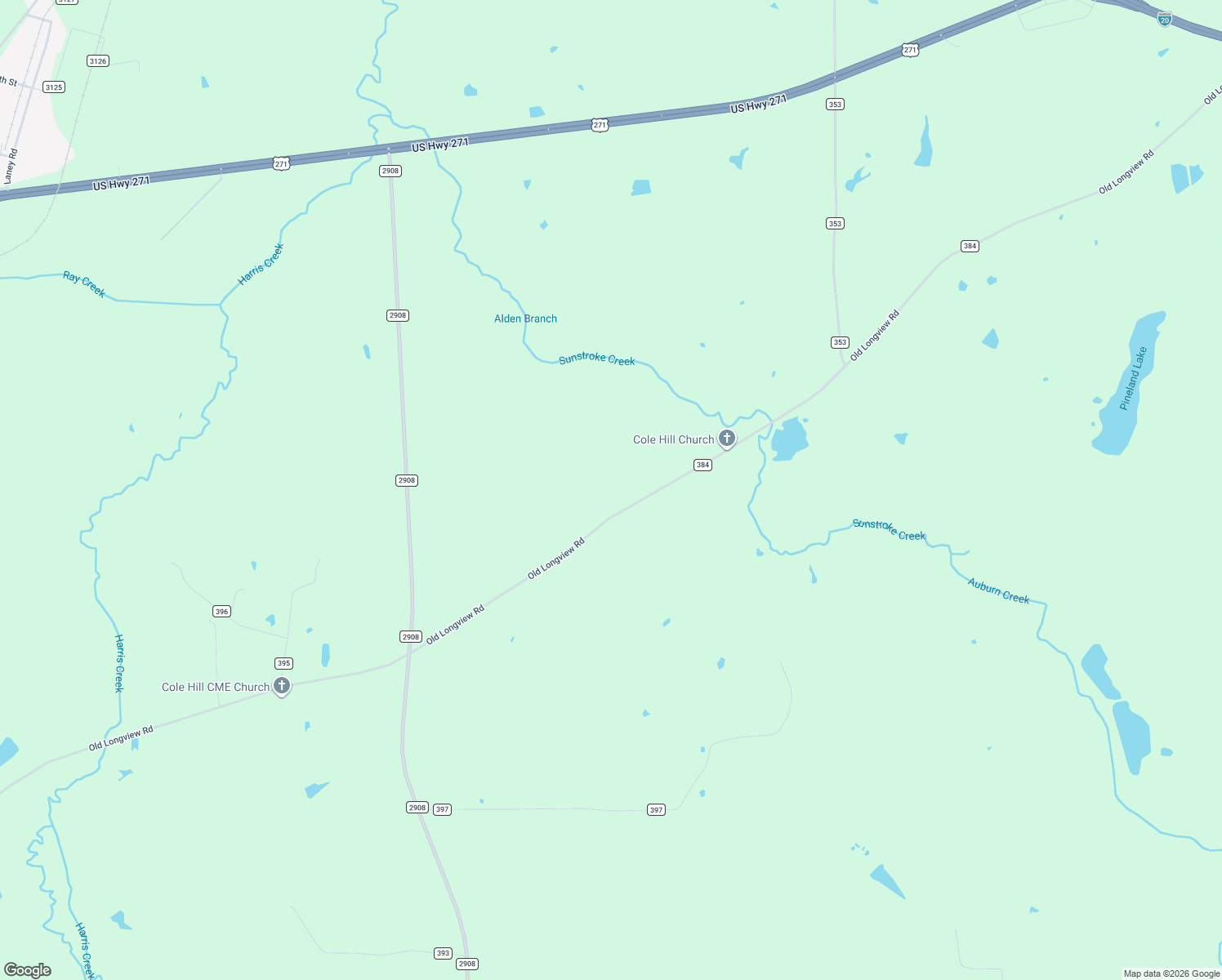 map of restaurants, bars, coffee shops, grocery stores, and more near 14851 County Road 384 in Tyler