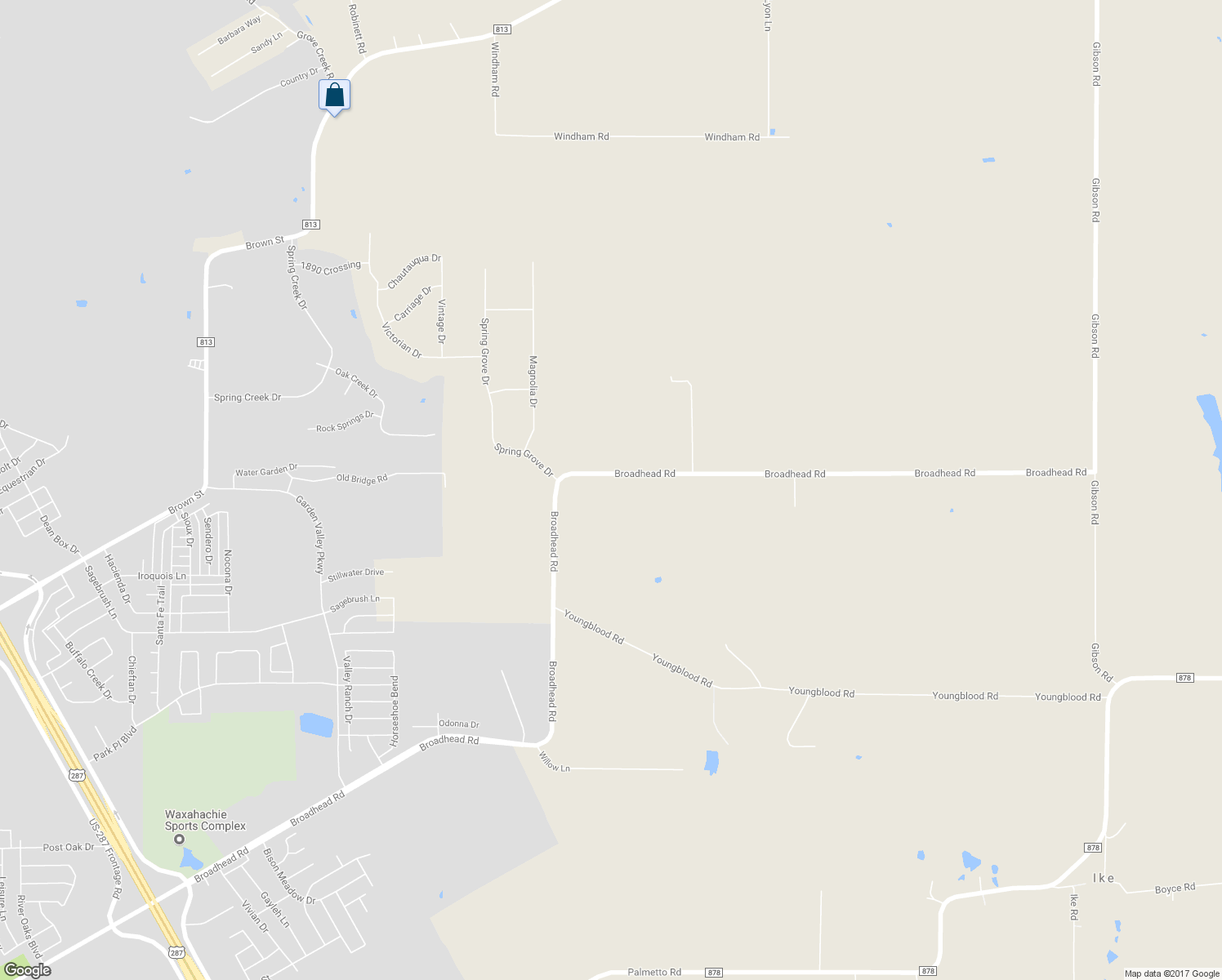 map of restaurants, bars, coffee shops, grocery stores, and more near 1254 Broadhead Road in Waxahachie