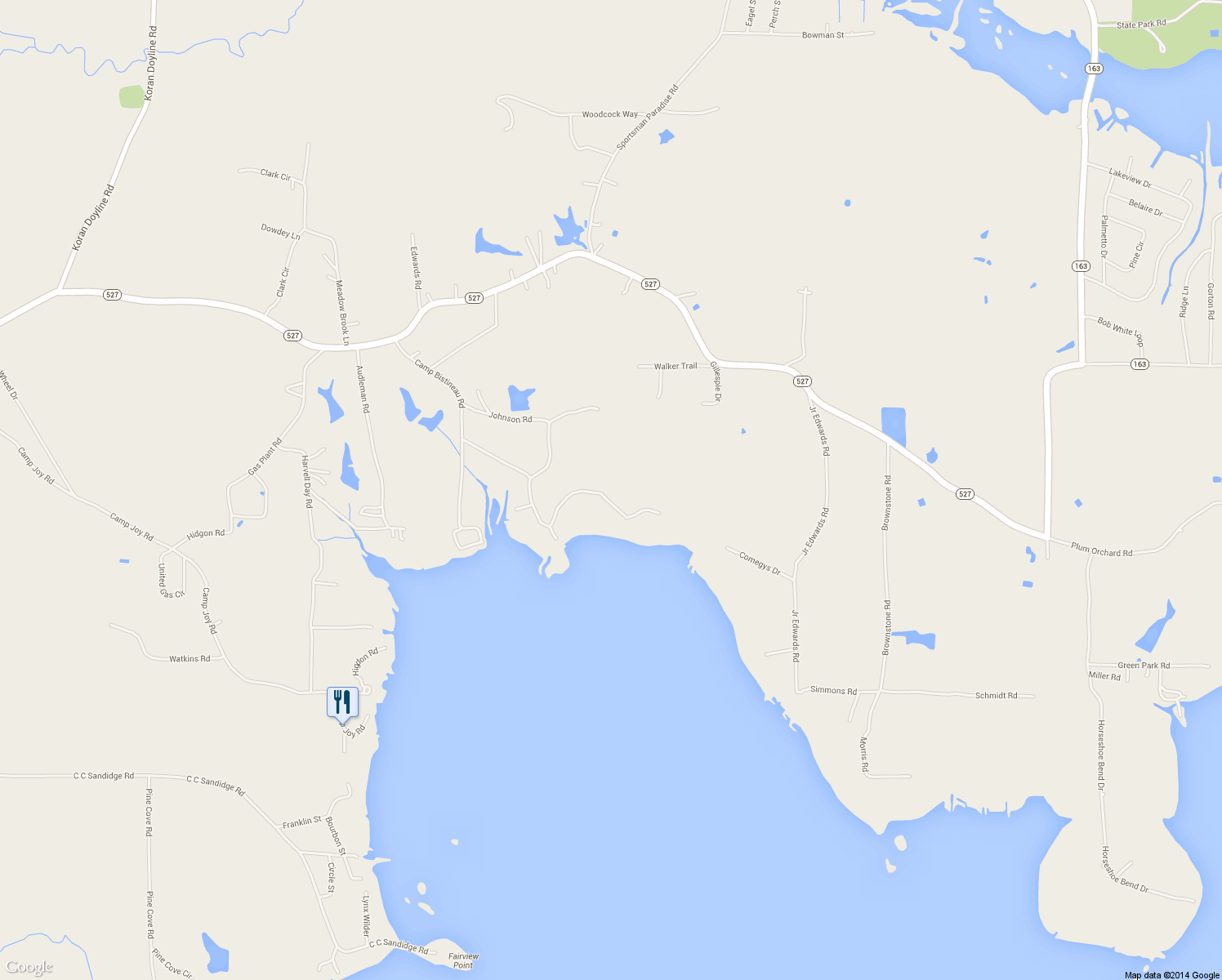 map of restaurants, bars, coffee shops, grocery stores, and more near 1543 Johnson Rd in Doyline