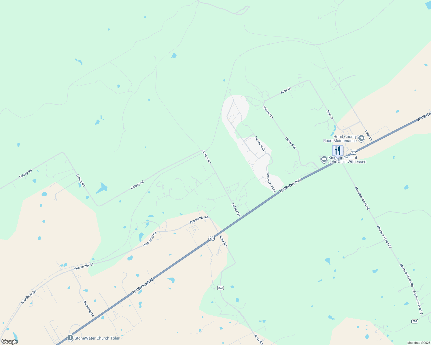 map of restaurants, bars, coffee shops, grocery stores, and more near Colony Rd in Hood