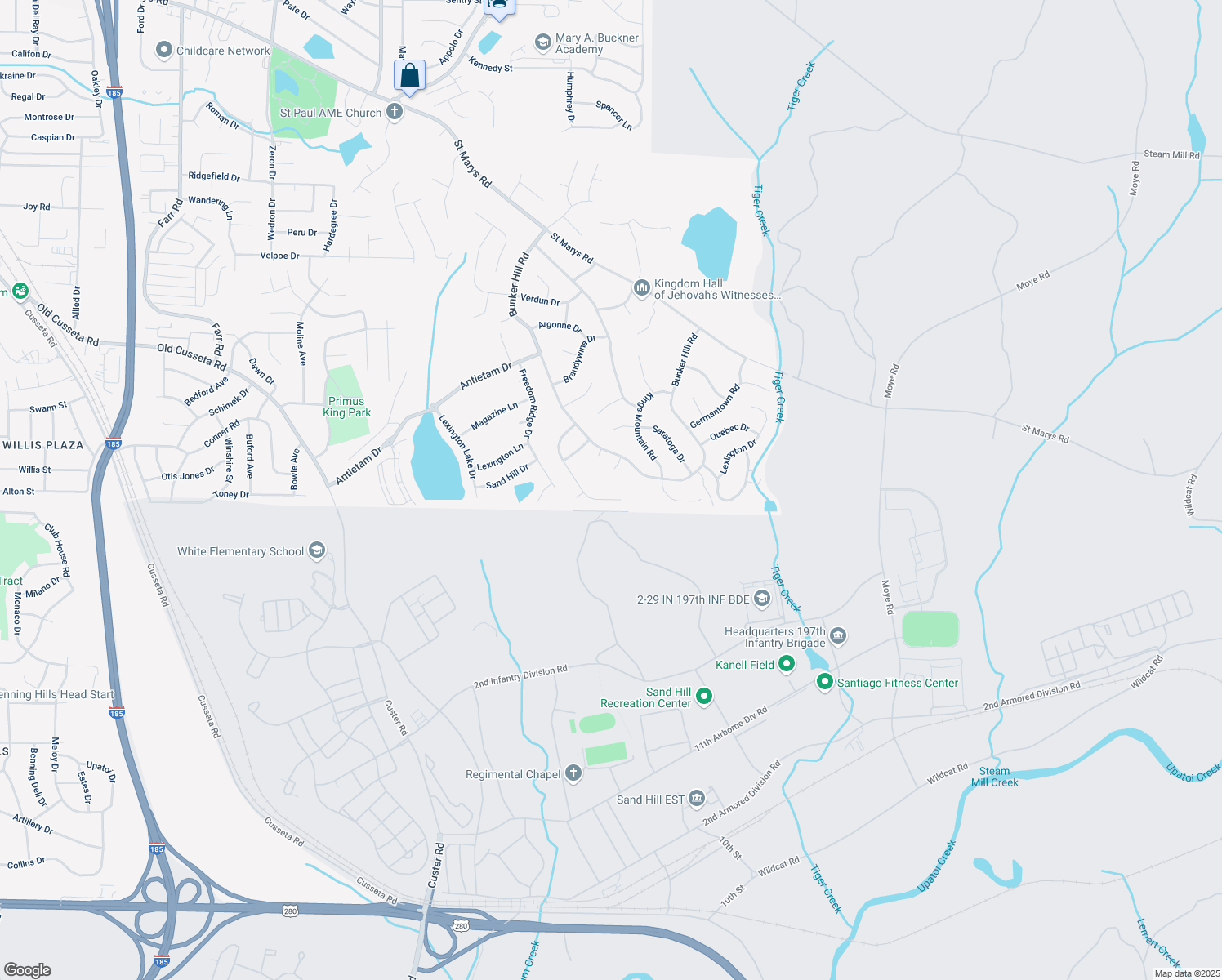 map of restaurants, bars, coffee shops, grocery stores, and more near 1340 Bunker Ridge Lane in Columbus