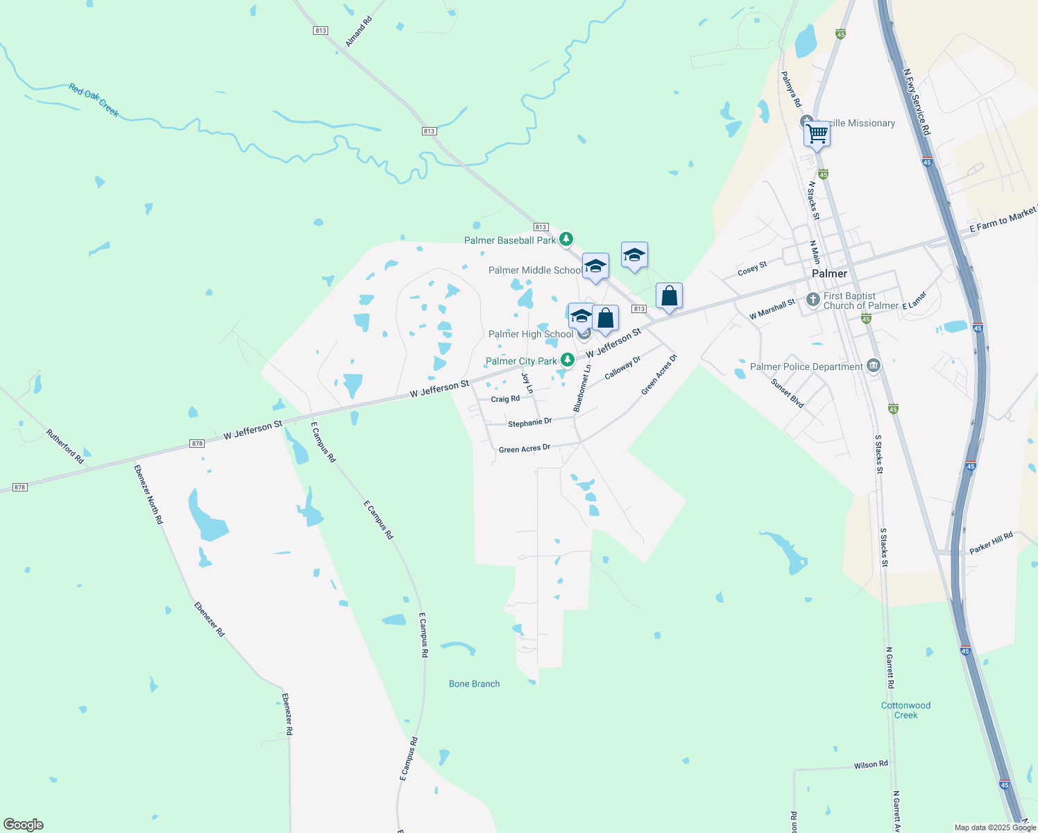 map of restaurants, bars, coffee shops, grocery stores, and more near 606 Stephanie Drive in Palmer