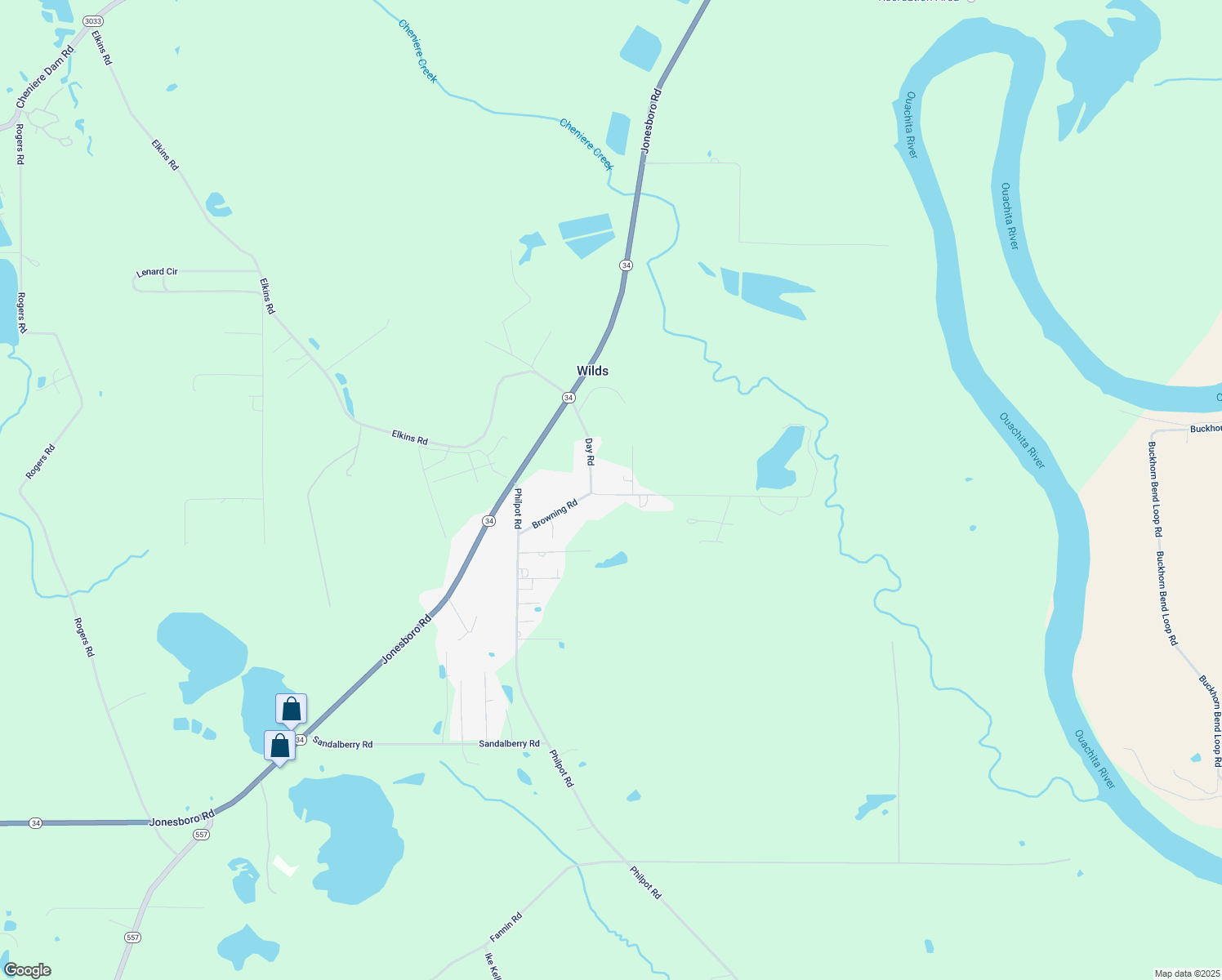 map of restaurants, bars, coffee shops, grocery stores, and more near 317 Day Rd in West Monroe
