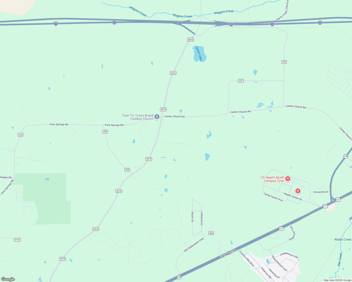 map of restaurants, bars, coffee shops, grocery stores, and more near 11716 Fm 2015 in Tyler