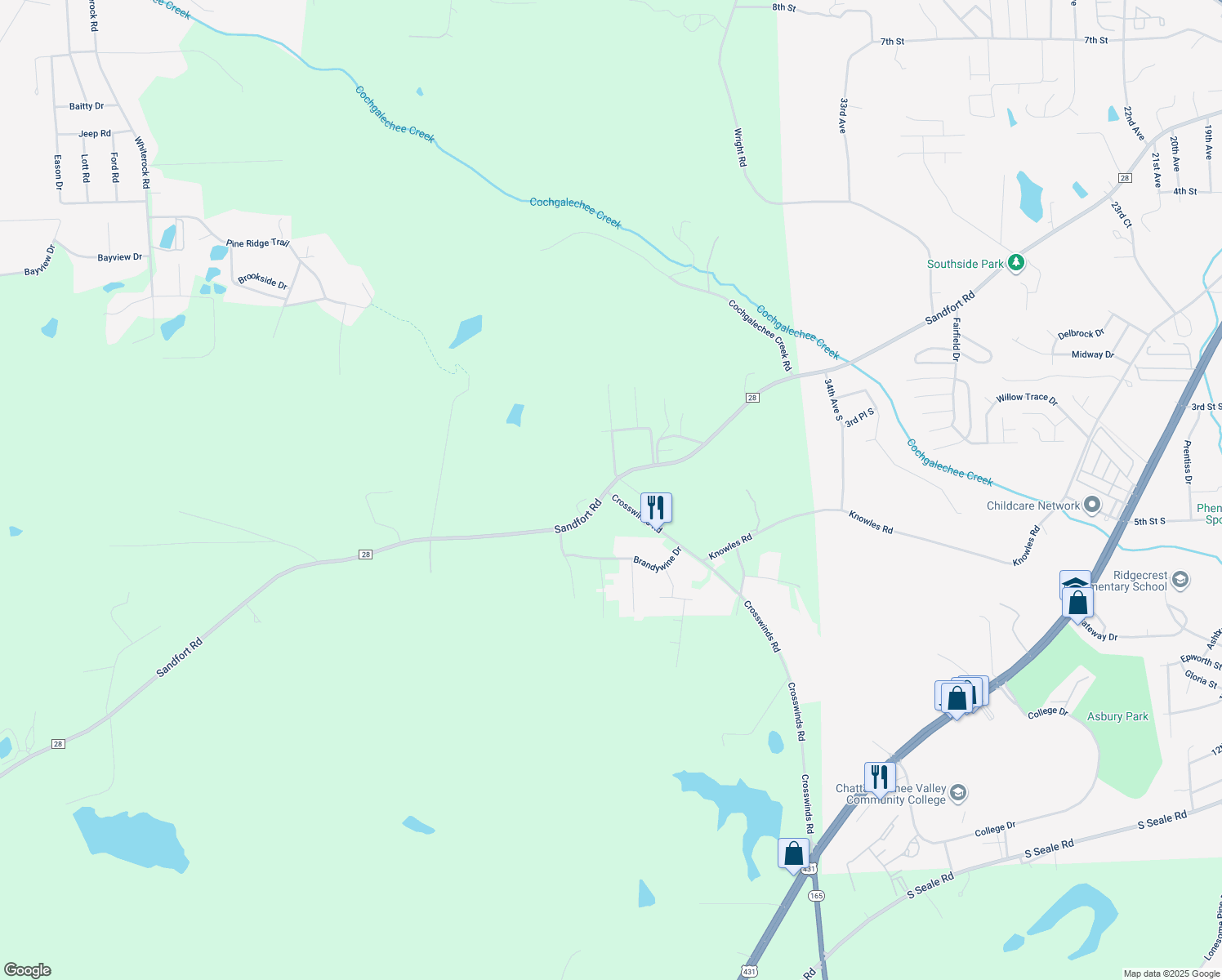 map of restaurants, bars, coffee shops, grocery stores, and more near 3765-3775 County Road 28 in Phenix City