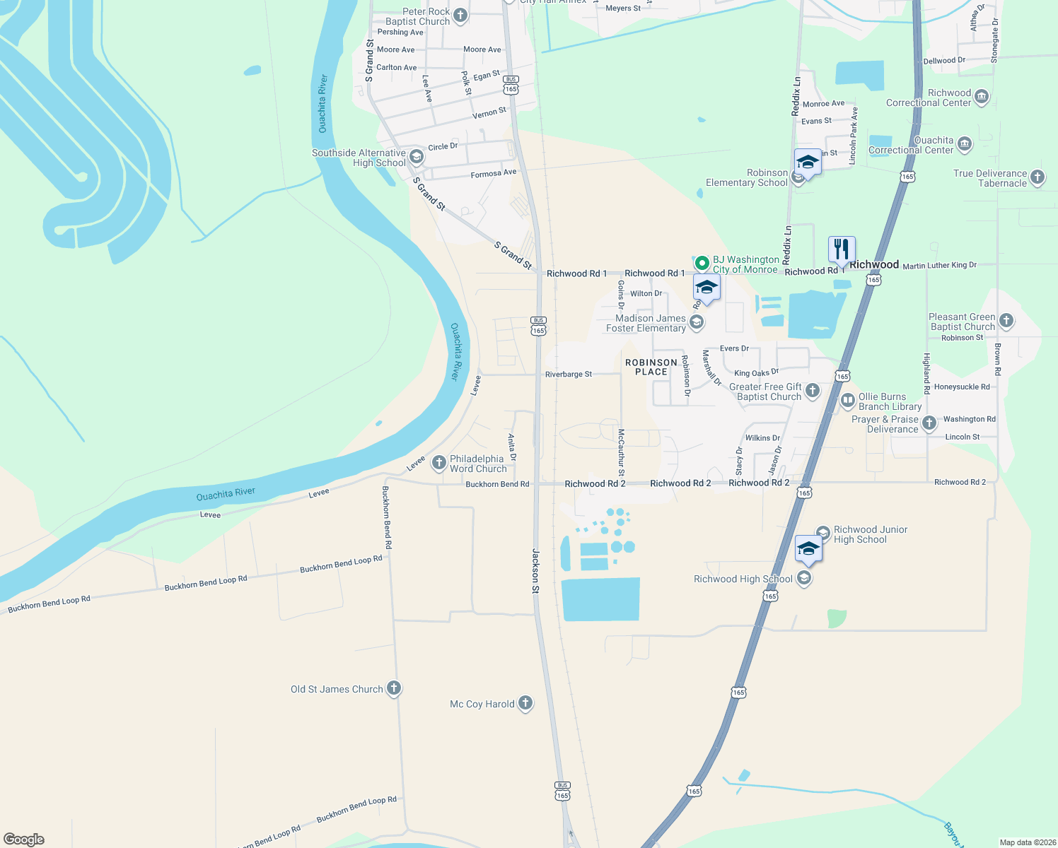 map of restaurants, bars, coffee shops, grocery stores, and more near 102 Everett Dr in Monroe