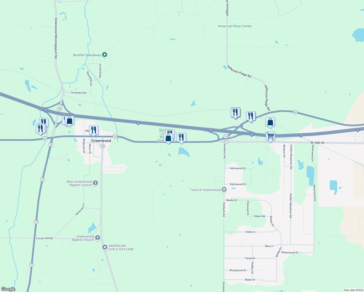 map of restaurants, bars, coffee shops, grocery stores, and more near 8905 Greenwood Road in Greenwood