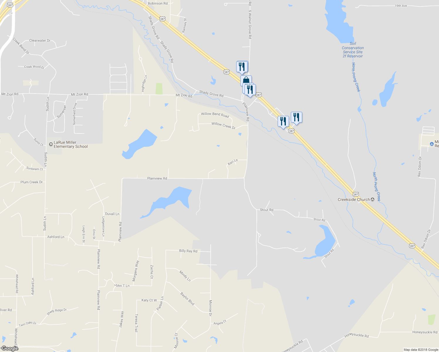 map of restaurants, bars, coffee shops, grocery stores, and more near 3051 Plainview Road in Midlothian