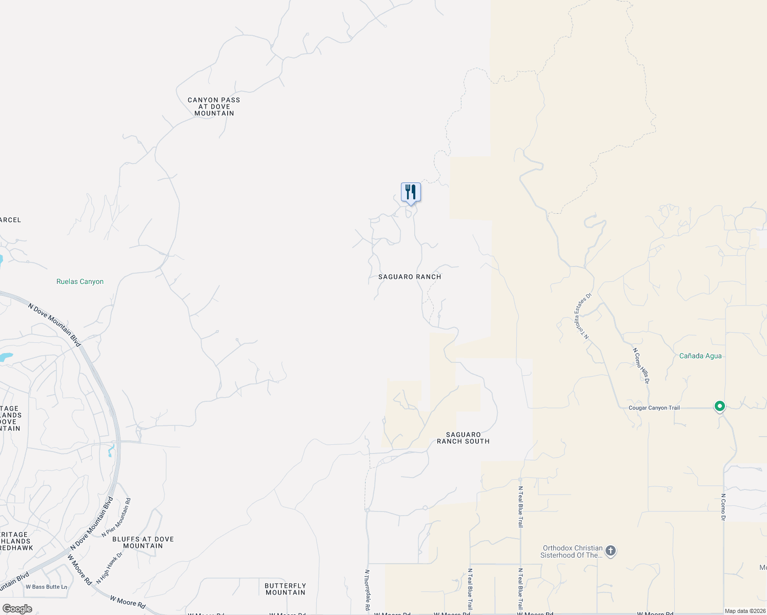 map of restaurants, bars, coffee shops, grocery stores, and more near 13981 North Old Ranch House Road in Marana