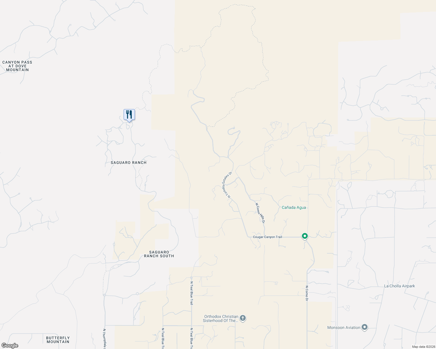 map of restaurants, bars, coffee shops, grocery stores, and more near 14011 North Tortolita Estates Drive in Tucson