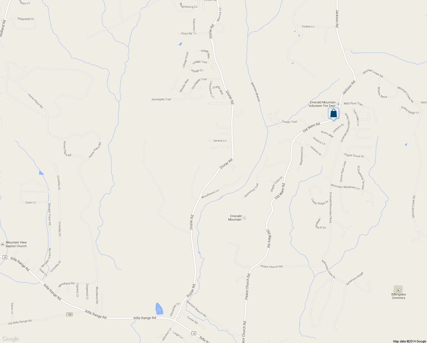 map of restaurants, bars, coffee shops, grocery stores, and more near 3480 Dozier Road in Wetumpka