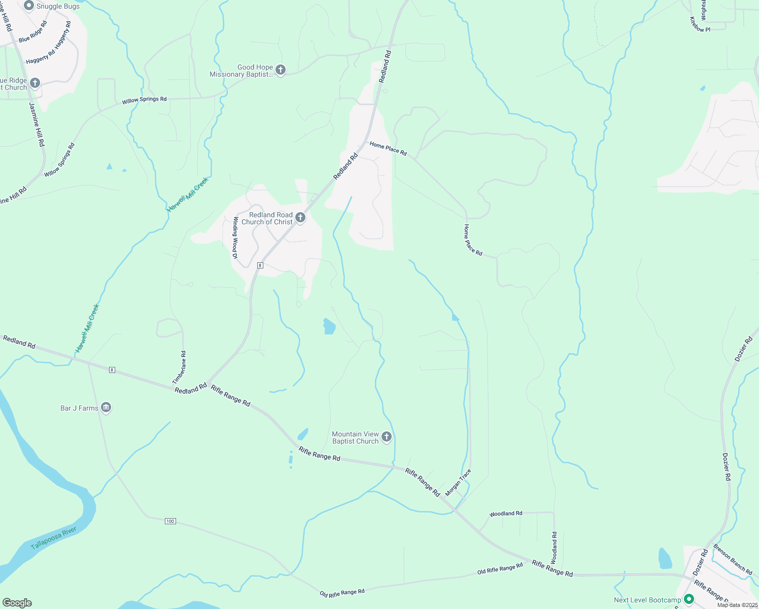map of restaurants, bars, coffee shops, grocery stores, and more near 850 Lucy's Trail in Wetumpka