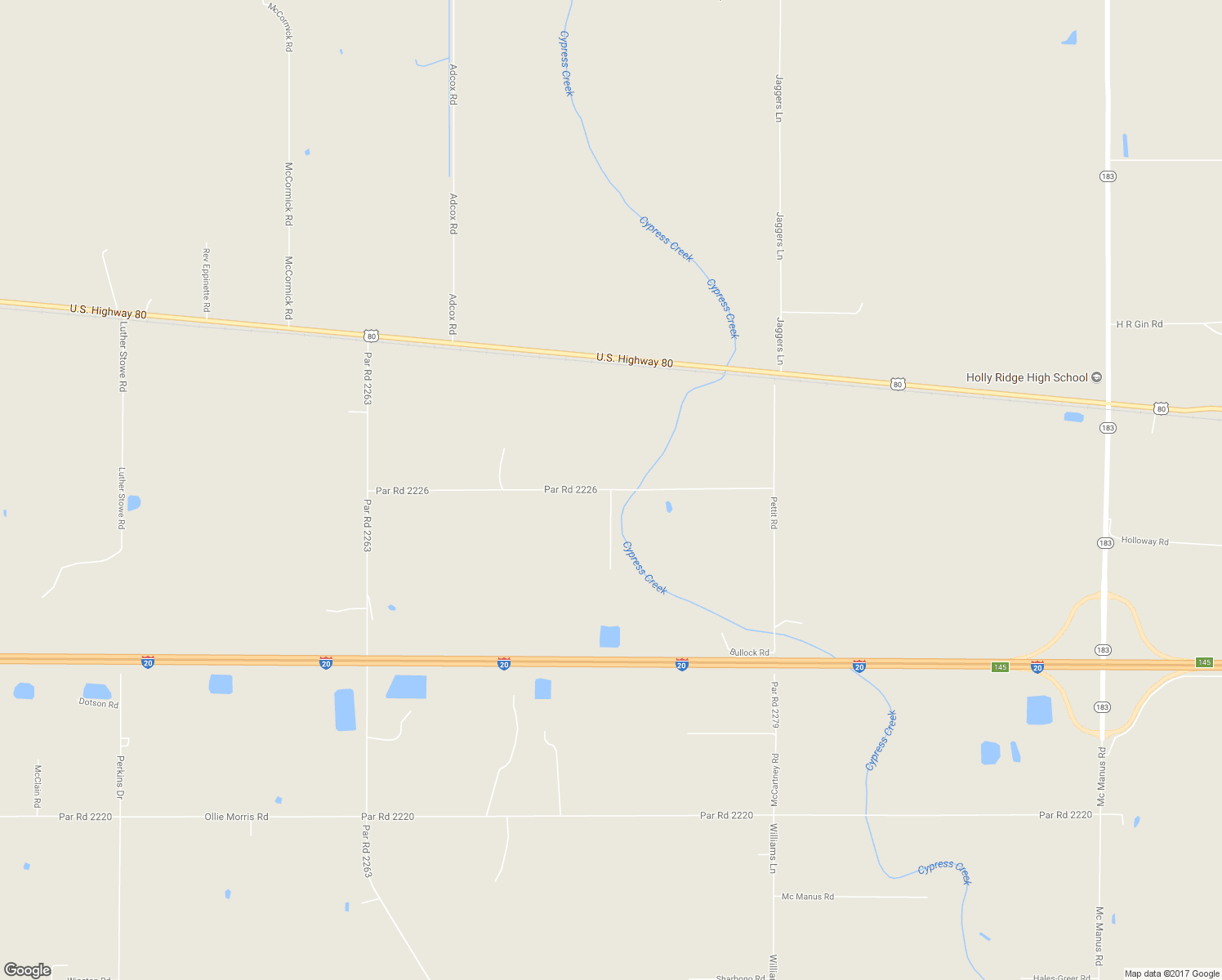 map of restaurants, bars, coffee shops, grocery stores, and more near Par Road 2226 in Rayville