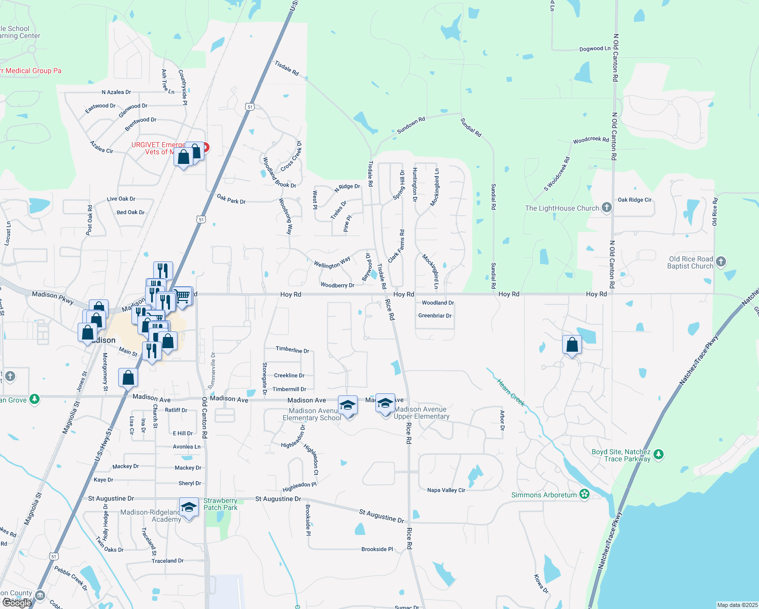 map of restaurants, bars, coffee shops, grocery stores, and more near 121 Hoy Farms Drive in Madison