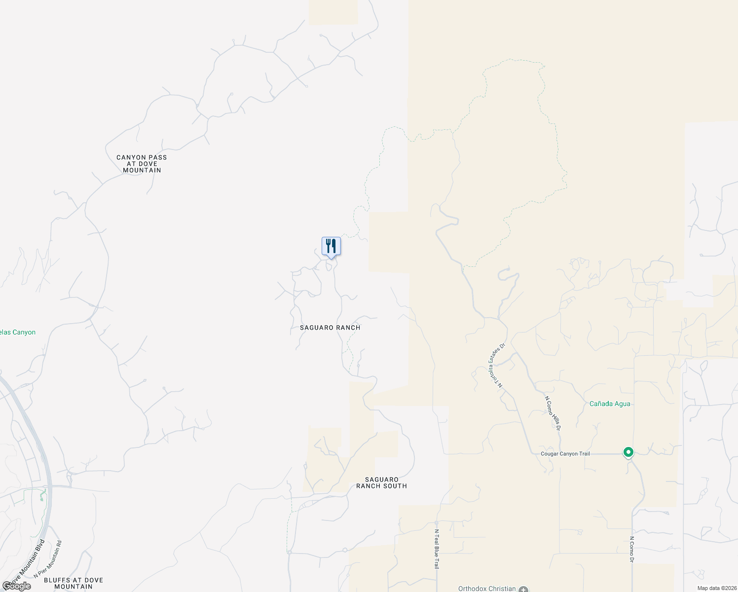 map of restaurants, bars, coffee shops, grocery stores, and more near 3473 West Tarvers Place in Marana