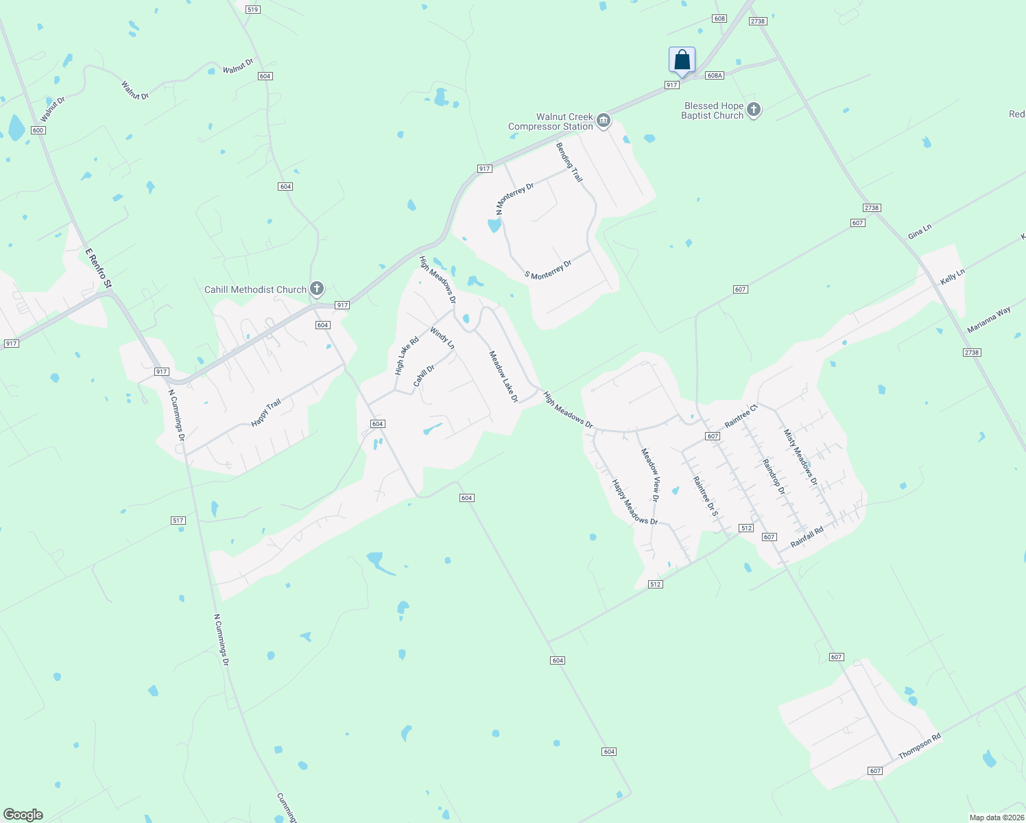 map of restaurants, bars, coffee shops, grocery stores, and more near 3613 Meadow Lake Dr in Alvarado