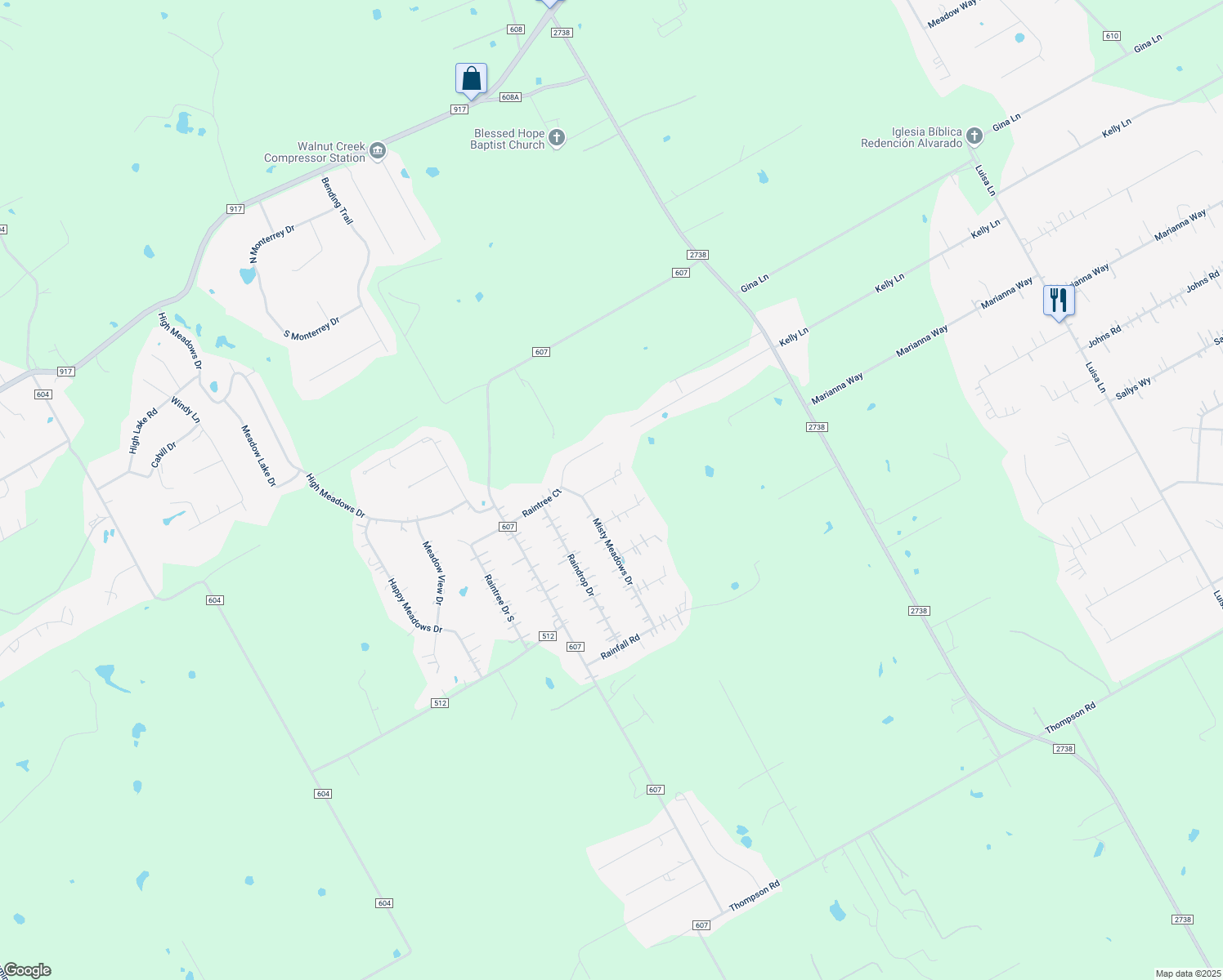 map of restaurants, bars, coffee shops, grocery stores, and more near 8108 Morning Fog Court in Alvarado