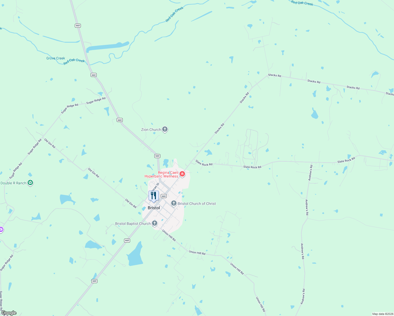 map of restaurants, bars, coffee shops, grocery stores, and more near 103 Slate Rock Road in Ennis