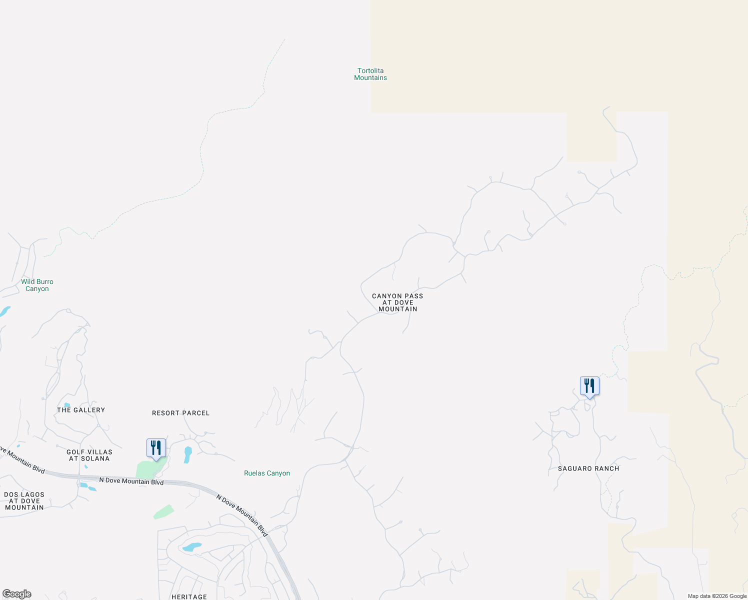 map of restaurants, bars, coffee shops, grocery stores, and more near 4581 West Cush Canyon Loop in Marana