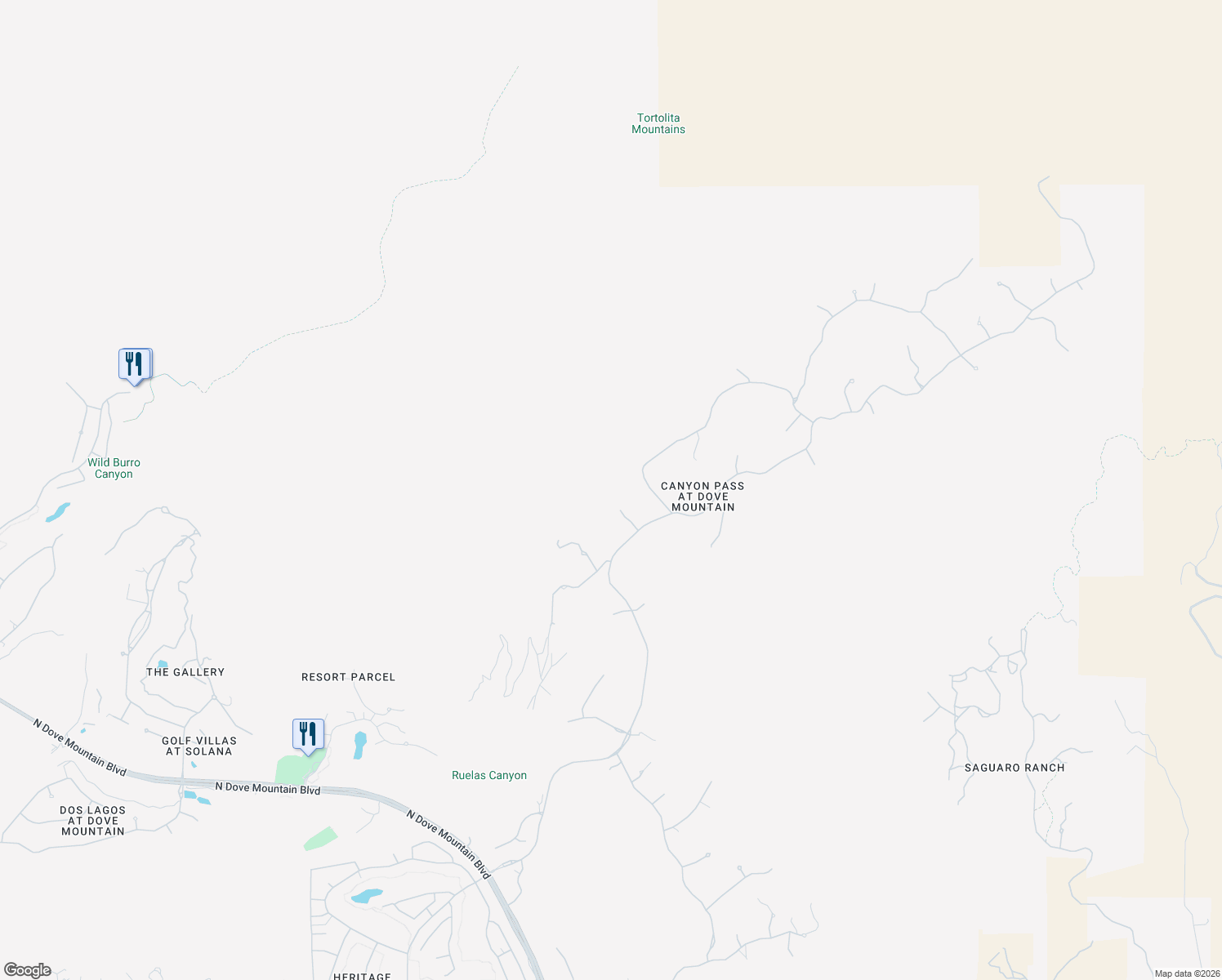 map of restaurants, bars, coffee shops, grocery stores, and more near 14760 North Soaring Dove Place in Marana