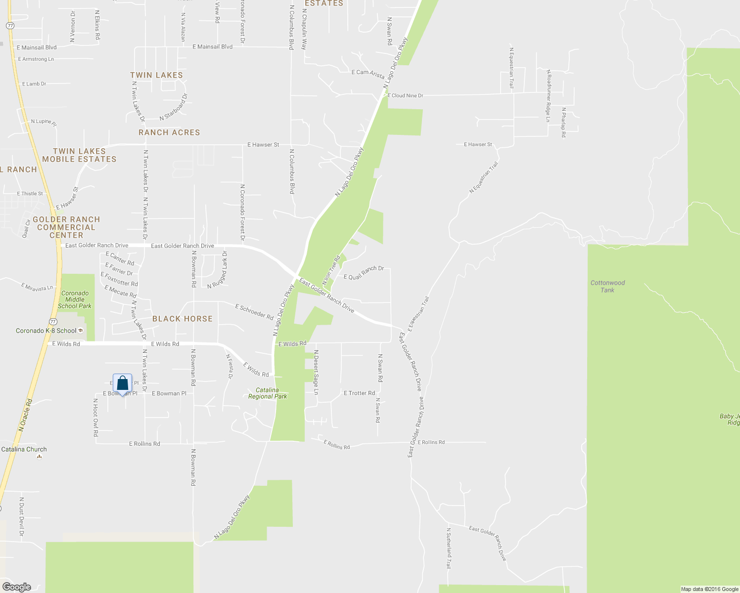 map of restaurants, bars, coffee shops, grocery stores, and more near 4621 East Redtail Hawk Lane in Tucson