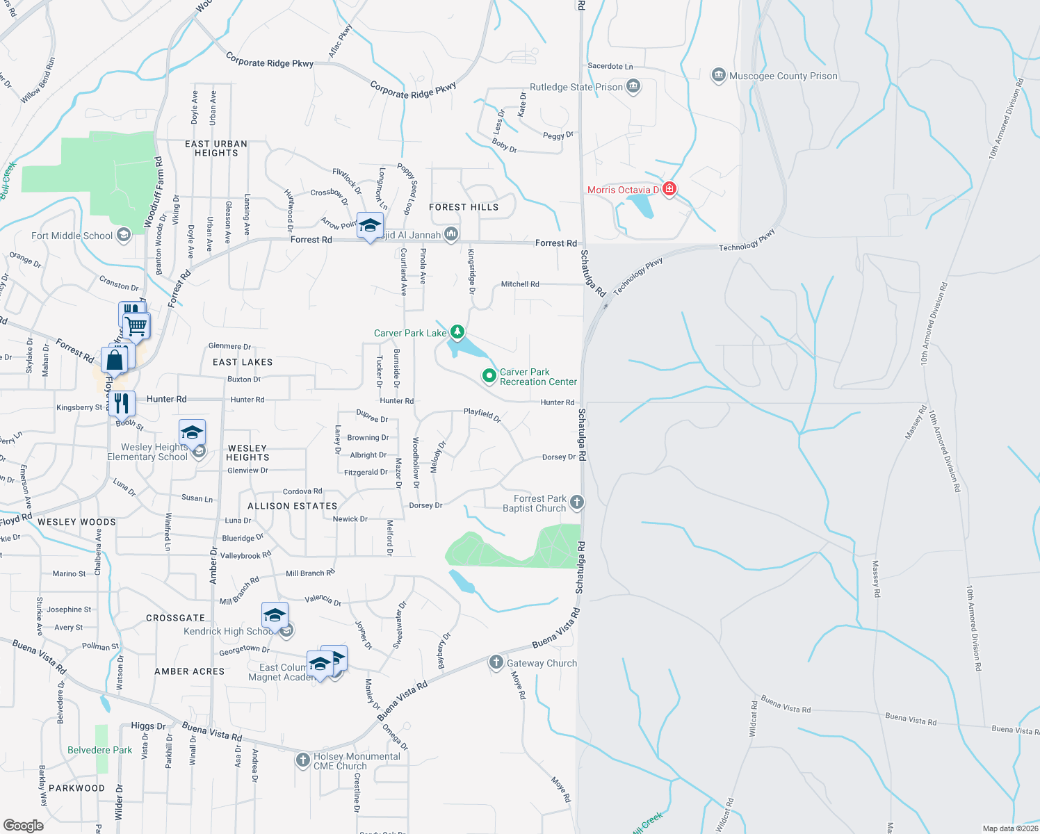 map of restaurants, bars, coffee shops, grocery stores, and more near 621 Empress Court in Columbus