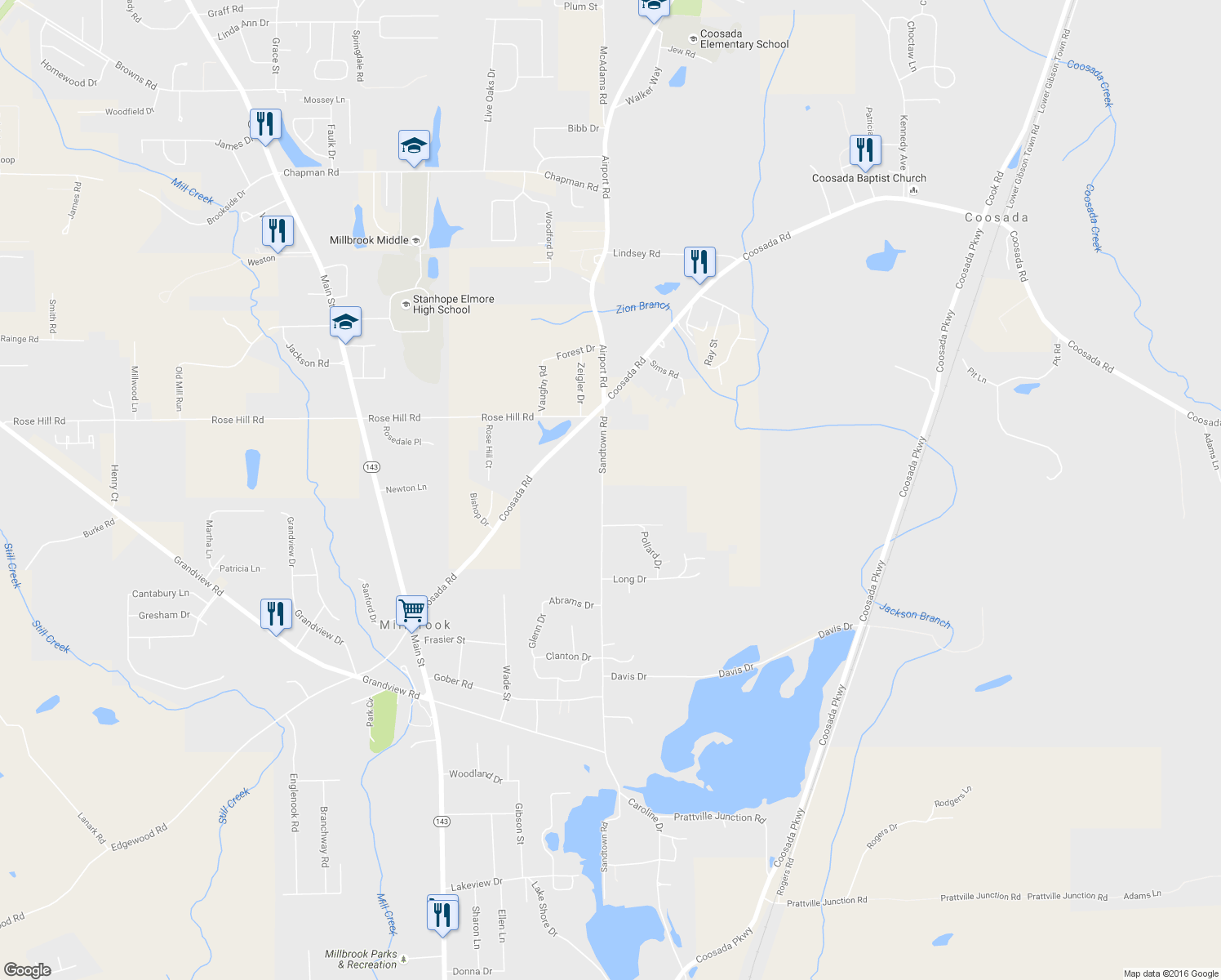 map of restaurants, bars, coffee shops, grocery stores, and more near 3920 Sandtown Rd in Millbrook
