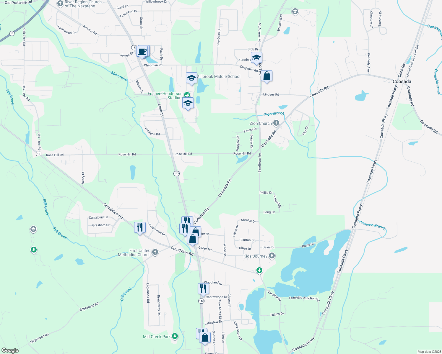 map of restaurants, bars, coffee shops, grocery stores, and more near 145 Bishop Court in Millbrook