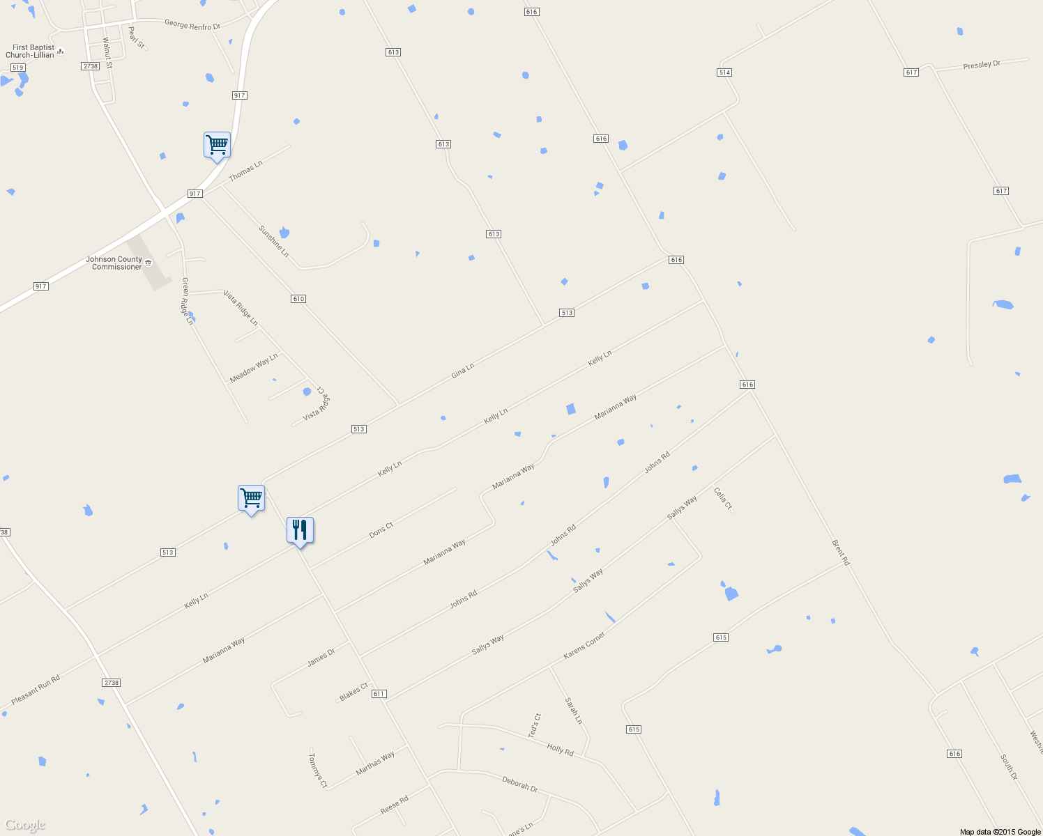 map of restaurants, bars, coffee shops, grocery stores, and more near 9232 Kelly Lane in Alvarado