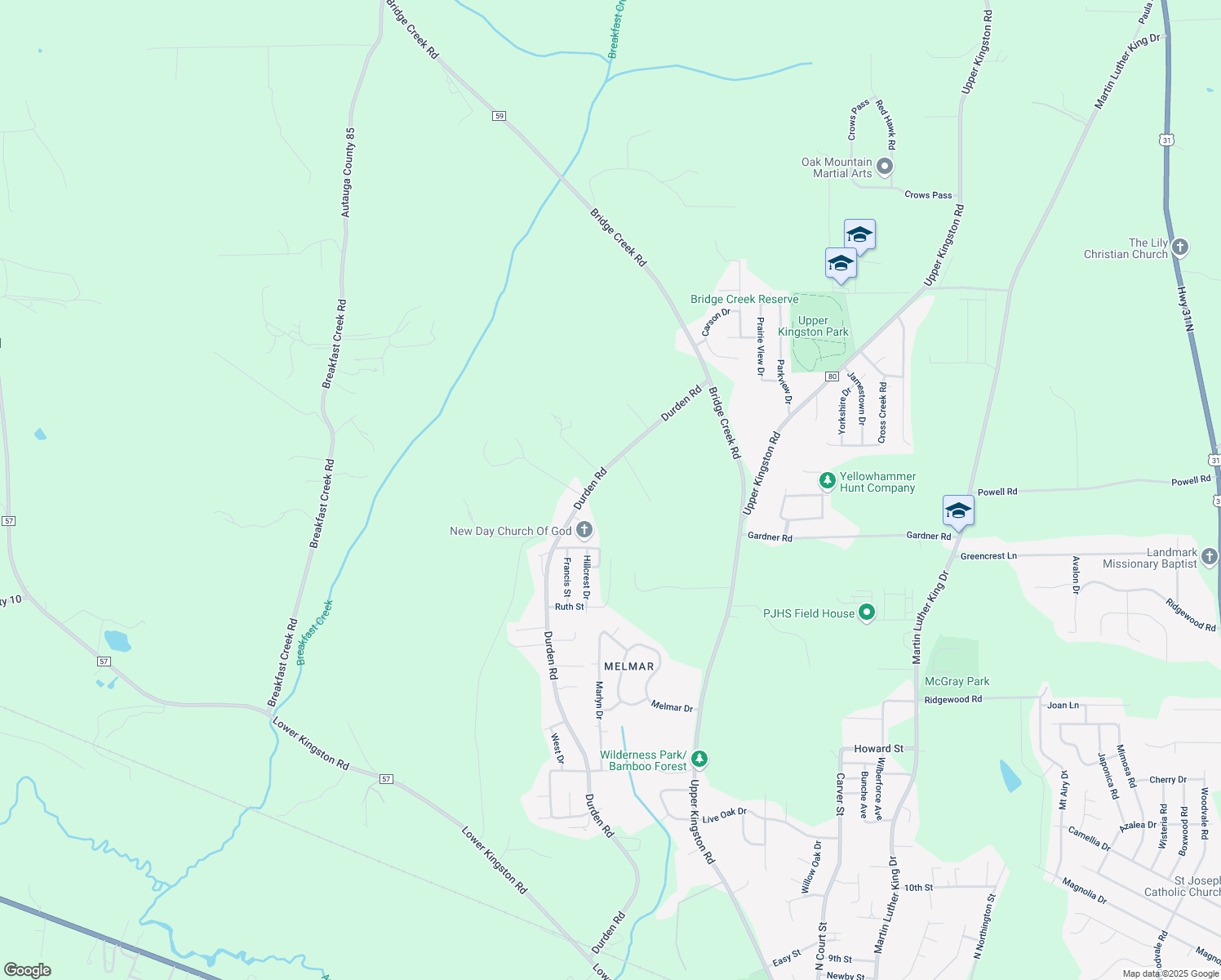 map of restaurants, bars, coffee shops, grocery stores, and more near 812 Durden Rd in Prattville