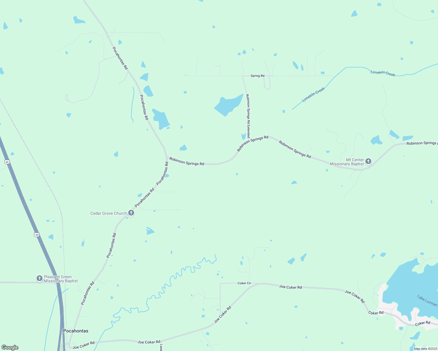 map of restaurants, bars, coffee shops, grocery stores, and more near 1391 Pocahontas Road in Flora