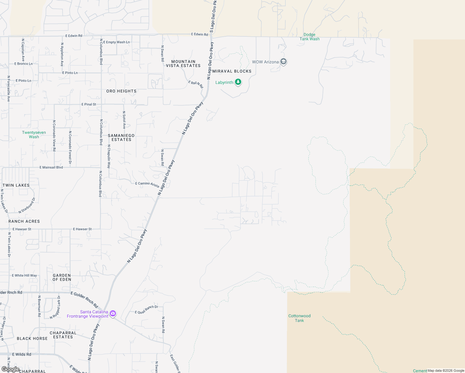 map of restaurants, bars, coffee shops, grocery stores, and more near 15885 North Equestrian Trail in Tucson