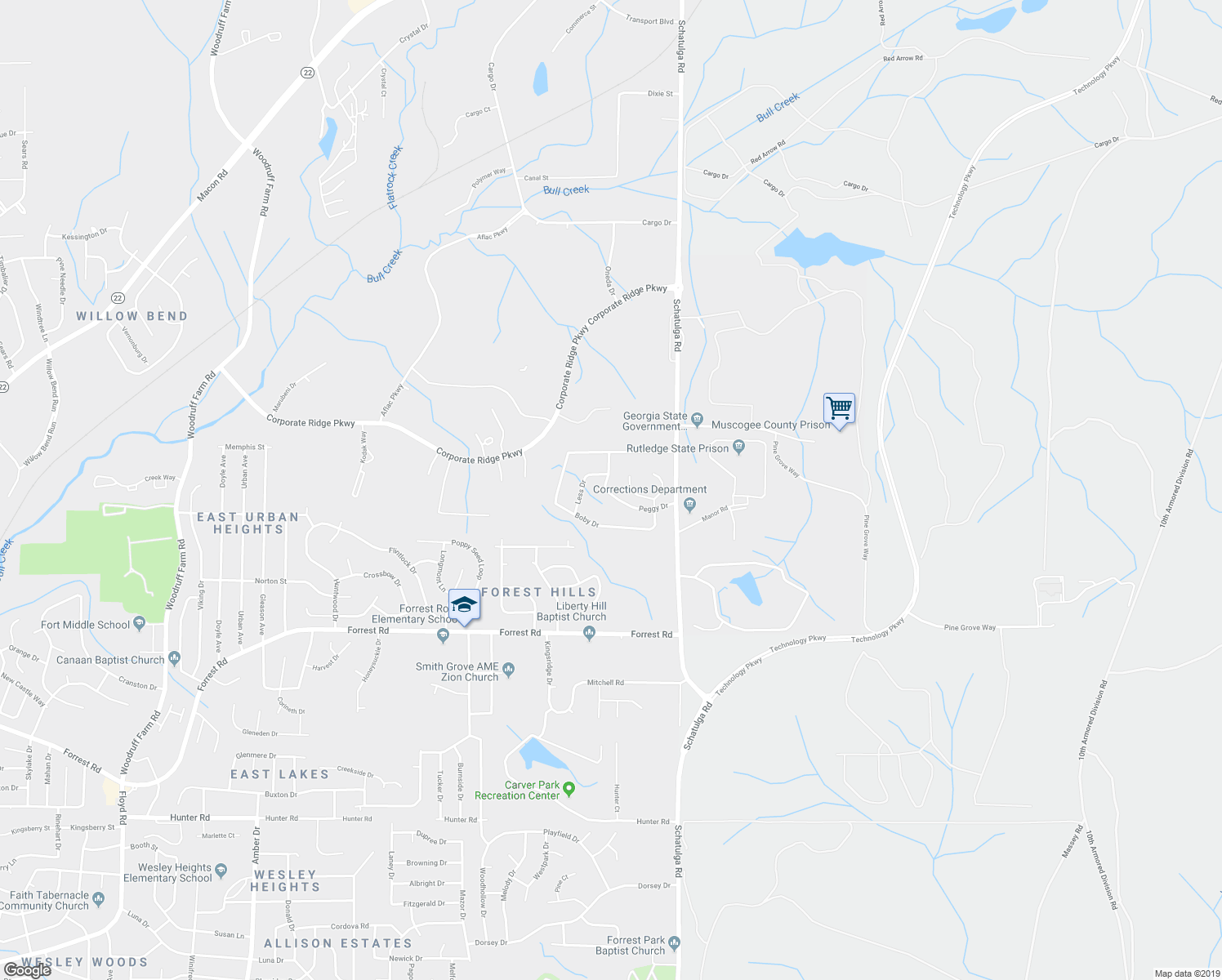 map of restaurants, bars, coffee shops, grocery stores, and more near 3840 Kate Drive in Columbus