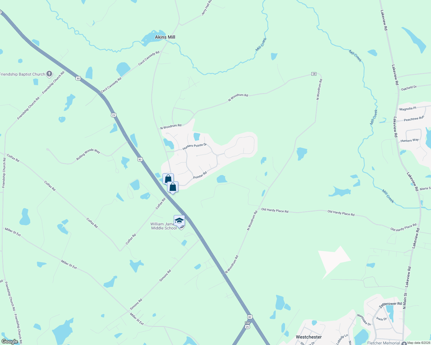 map of restaurants, bars, coffee shops, grocery stores, and more near 930 Pointer Road in Statesboro