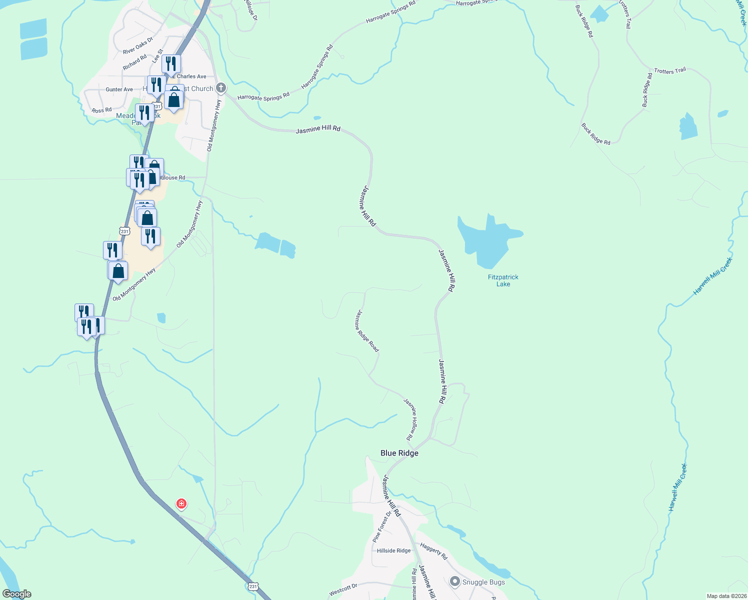 map of restaurants, bars, coffee shops, grocery stores, and more near 466 Jasmine Ridge Road in Wetumpka