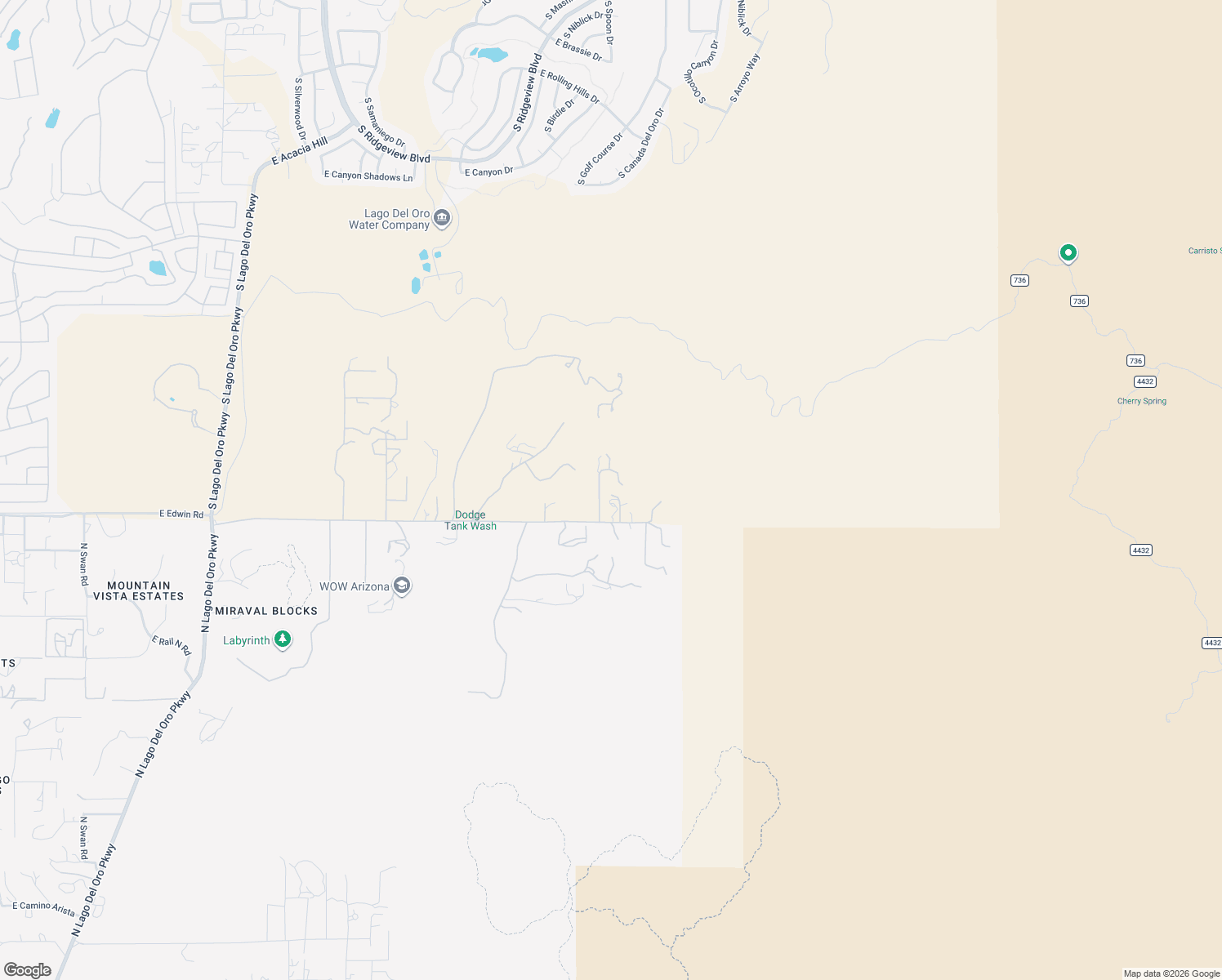 map of restaurants, bars, coffee shops, grocery stores, and more near 65650 East Edwin Road in Saddlebrooke