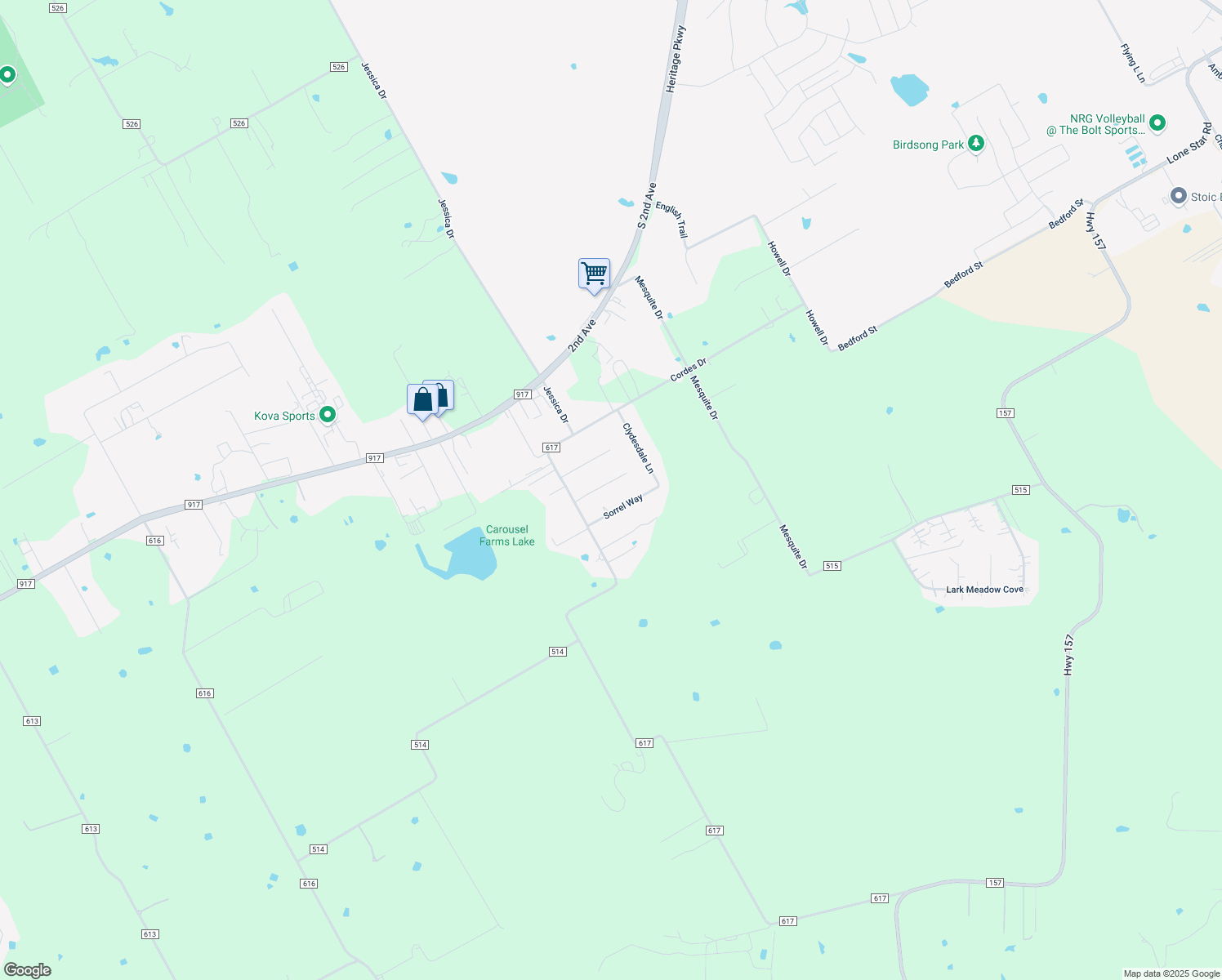 map of restaurants, bars, coffee shops, grocery stores, and more near 118 Appaloosa Ct in Alvarado