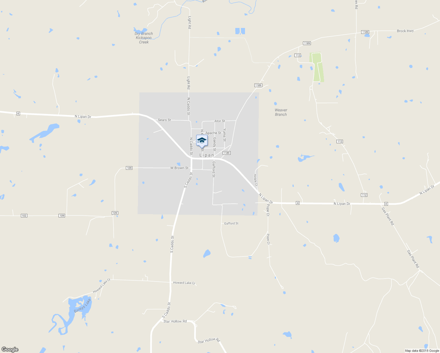 map of restaurants, bars, coffee shops, grocery stores, and more near 205 Gafford Street in Lipan