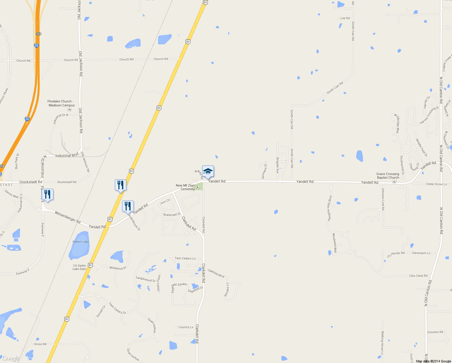 map of restaurants, bars, coffee shops, grocery stores, and more near 294 Yandell Road in Canton