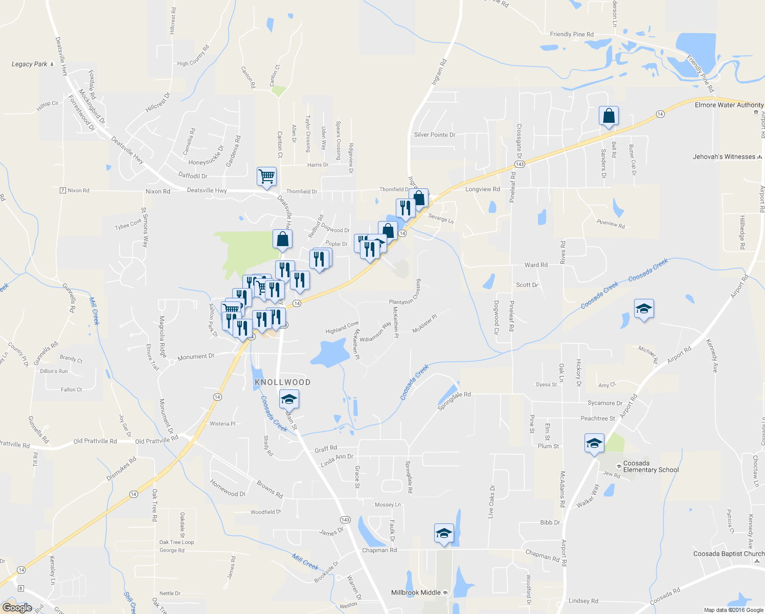 map of restaurants, bars, coffee shops, grocery stores, and more near 134 Plantation Crossing in Millbrook