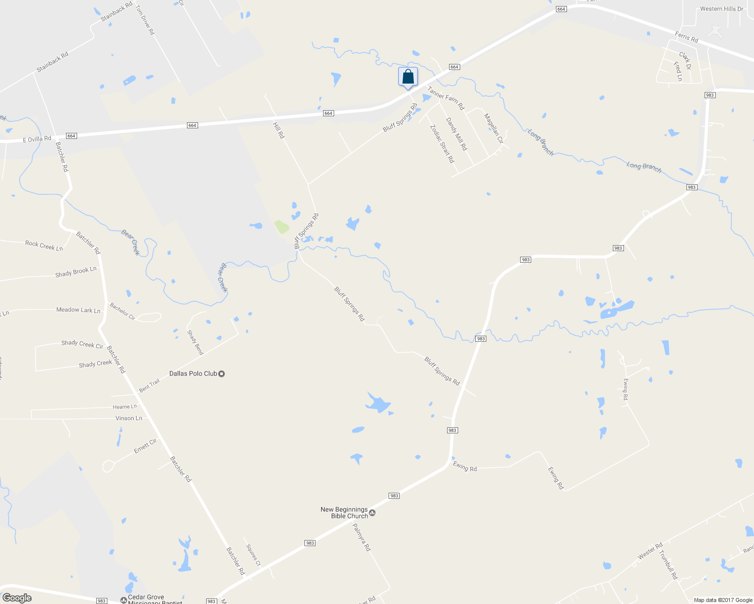 map of restaurants, bars, coffee shops, grocery stores, and more near 1546 Bluff Springs Road in Ferris