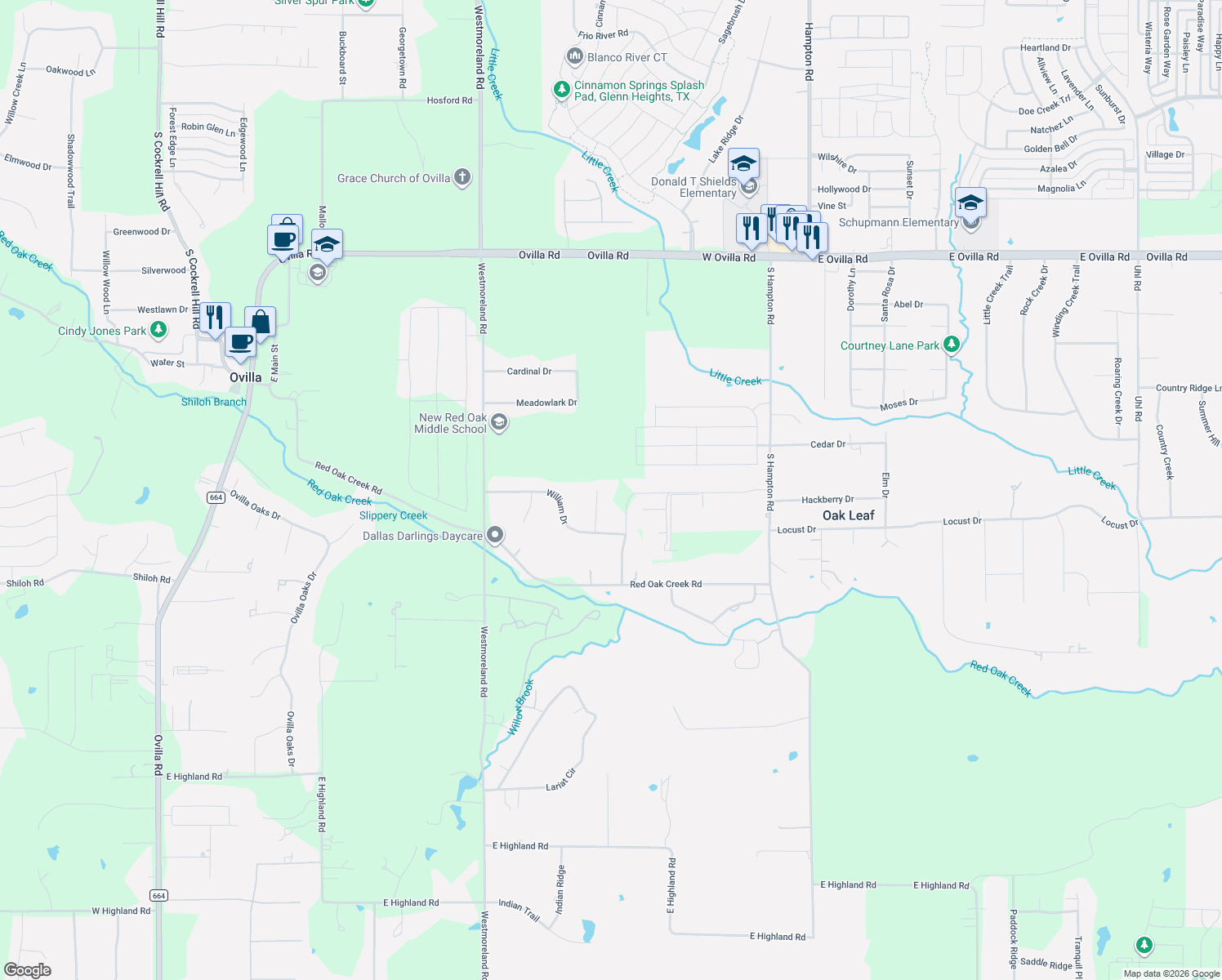 map of restaurants, bars, coffee shops, grocery stores, and more near 507 Bruce Ct in Ovilla