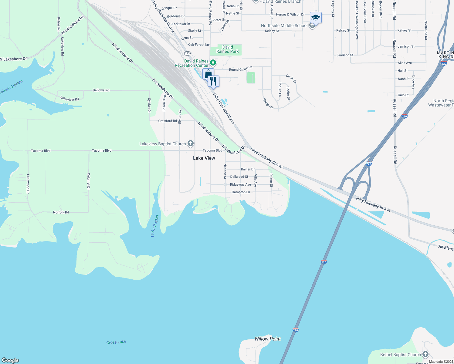map of restaurants, bars, coffee shops, grocery stores, and more near 4232 Ridgeway Ave in Shreveport