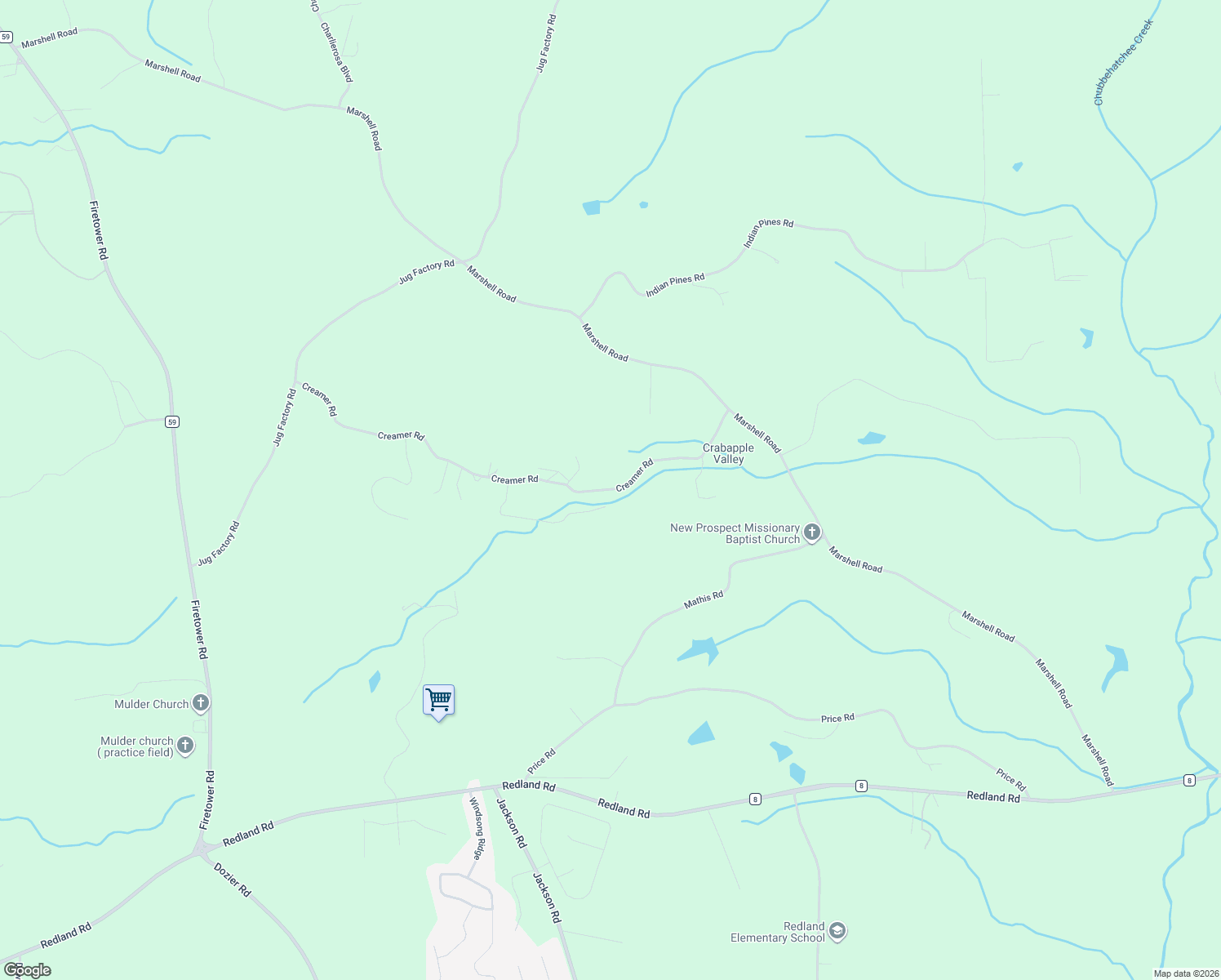 map of restaurants, bars, coffee shops, grocery stores, and more near 1108 Creamer Road in Wetumpka