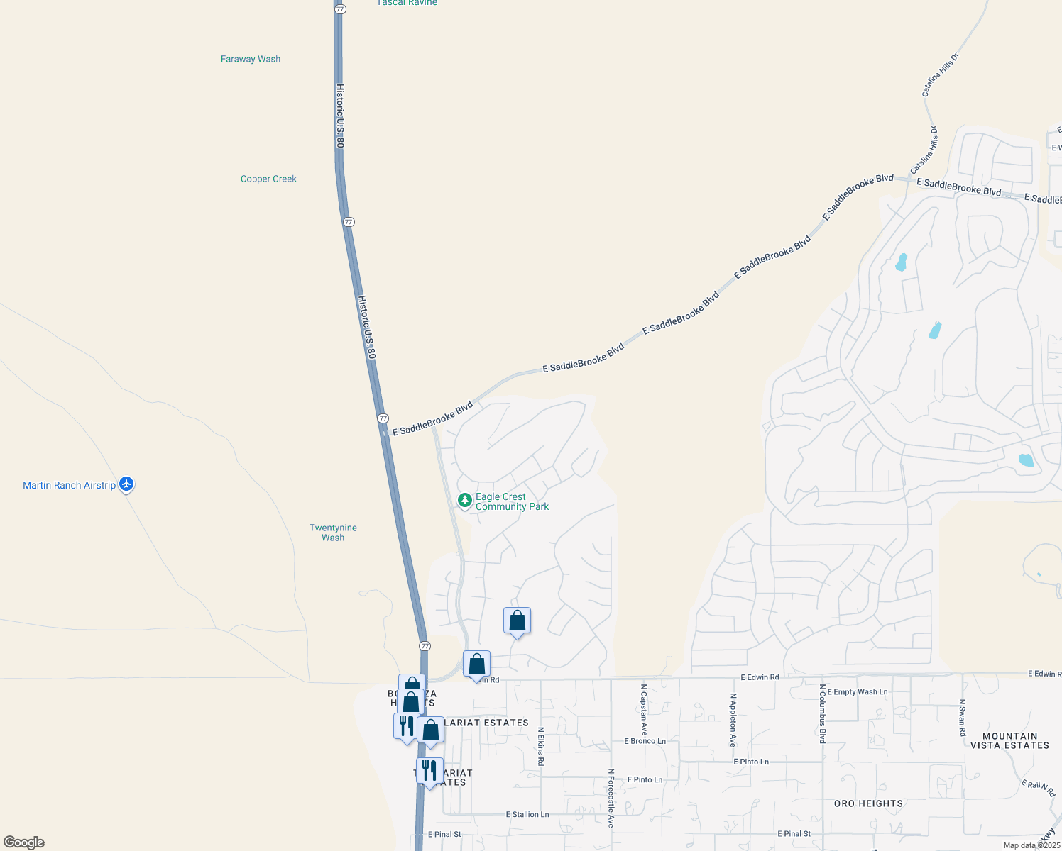 map of restaurants, bars, coffee shops, grocery stores, and more near 60669 Eagle Ridge Drive in Saddlebrooke