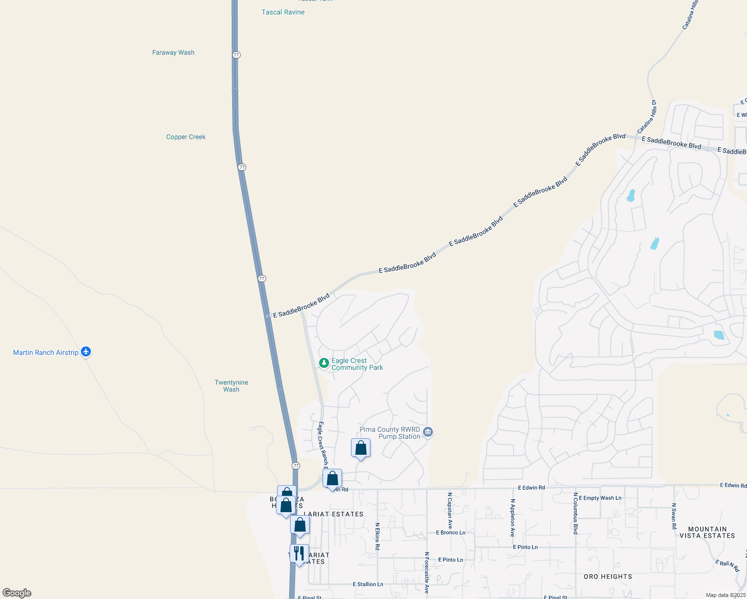 map of restaurants, bars, coffee shops, grocery stores, and more near 60669 Eagle Ridge Drive in Saddlebrooke