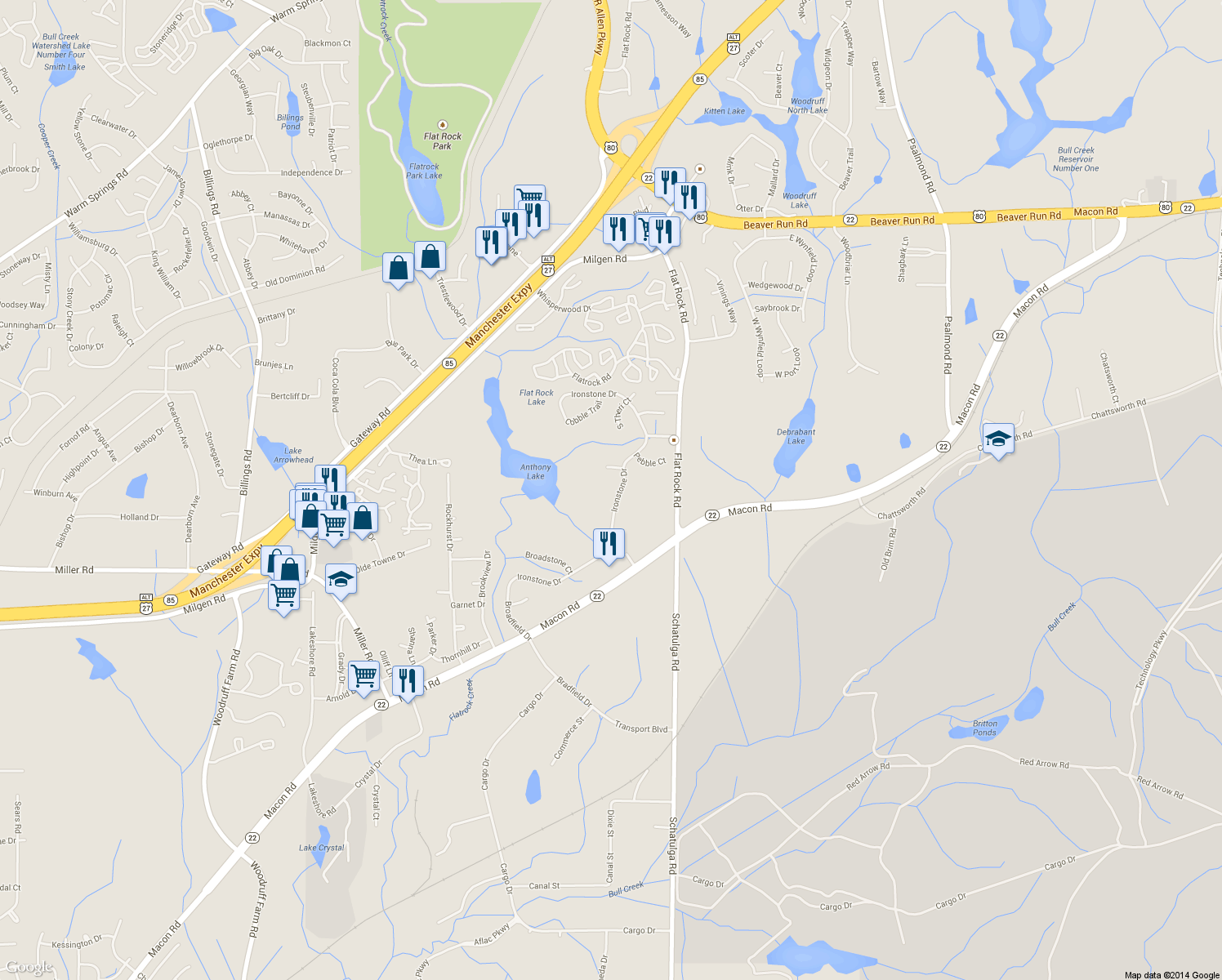 map of restaurants, bars, coffee shops, grocery stores, and more near 5769 Ironstone Drive in Columbus