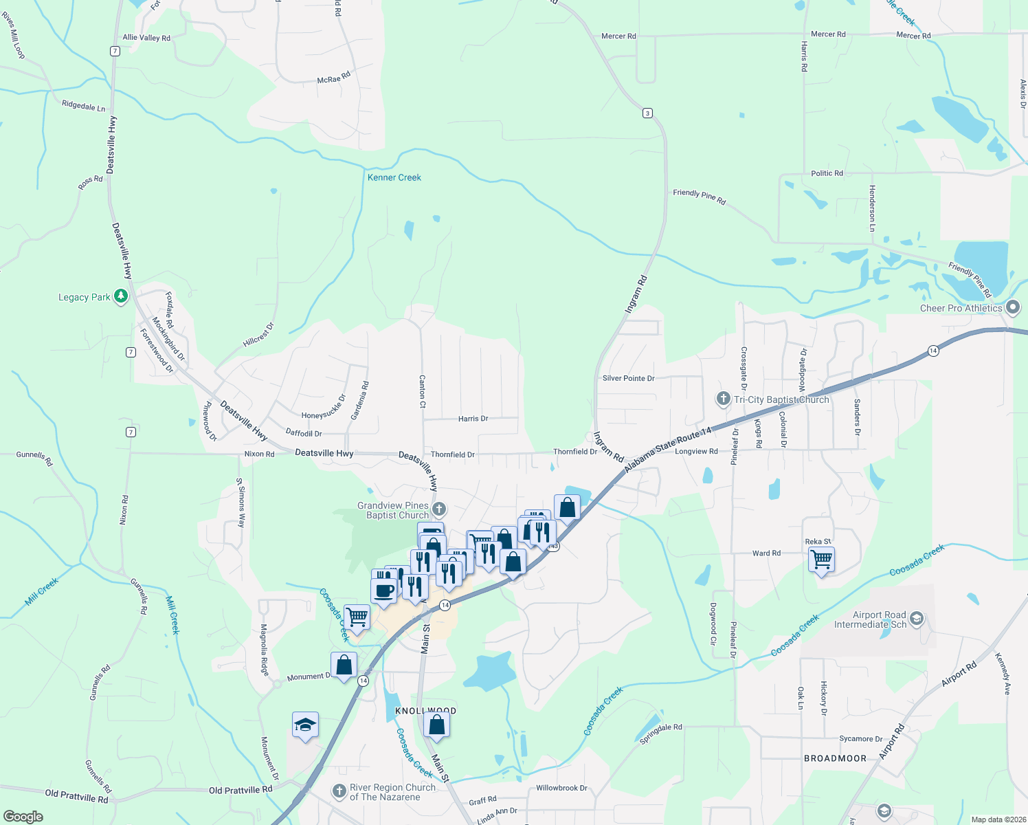 map of restaurants, bars, coffee shops, grocery stores, and more near 319 Harris Dr in Millbrook
