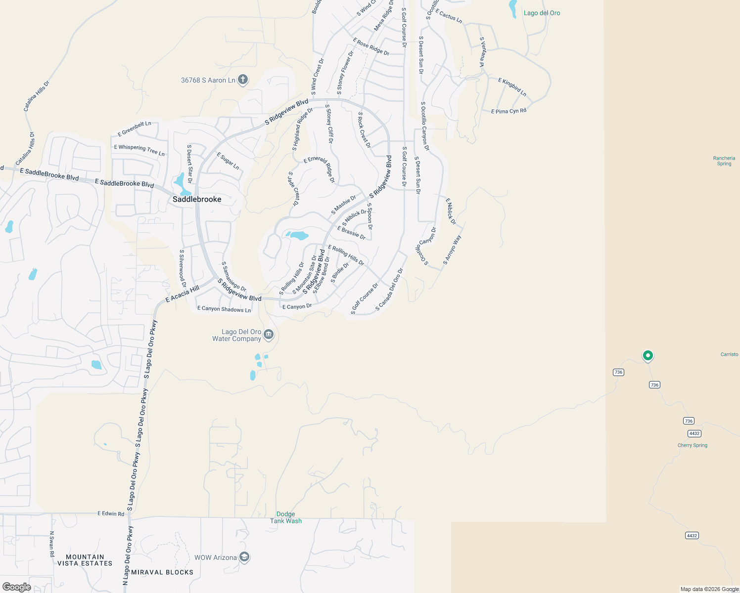 map of restaurants, bars, coffee shops, grocery stores, and more near 65710 East Skyblue Court in Tucson